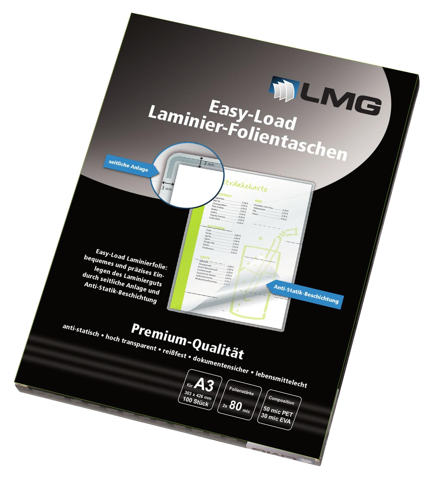 LMG Laminierfolien glänzend 80 mikron A3
