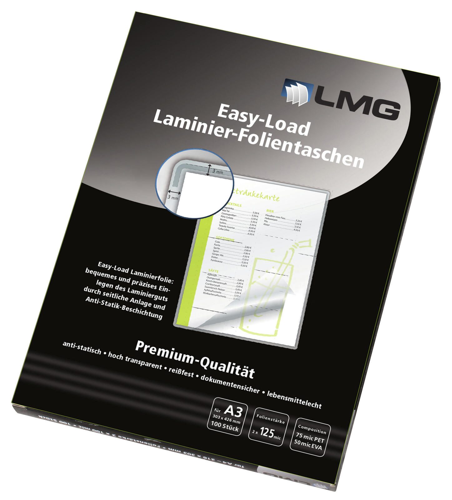 LMG Laminierfolien glänzend 125 mikron A3