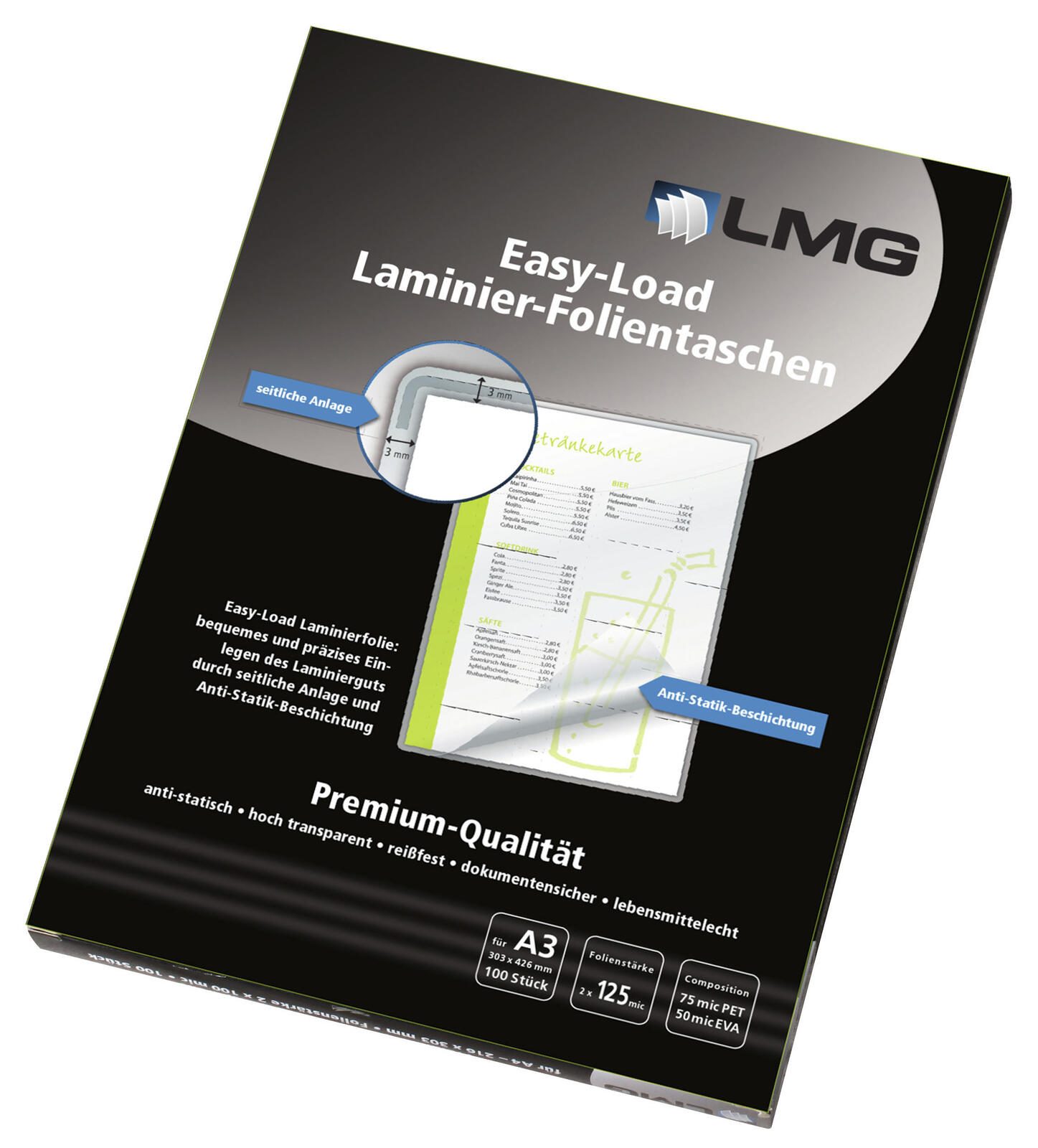 LMG Laminierfolien glänzend 125 mikron A3