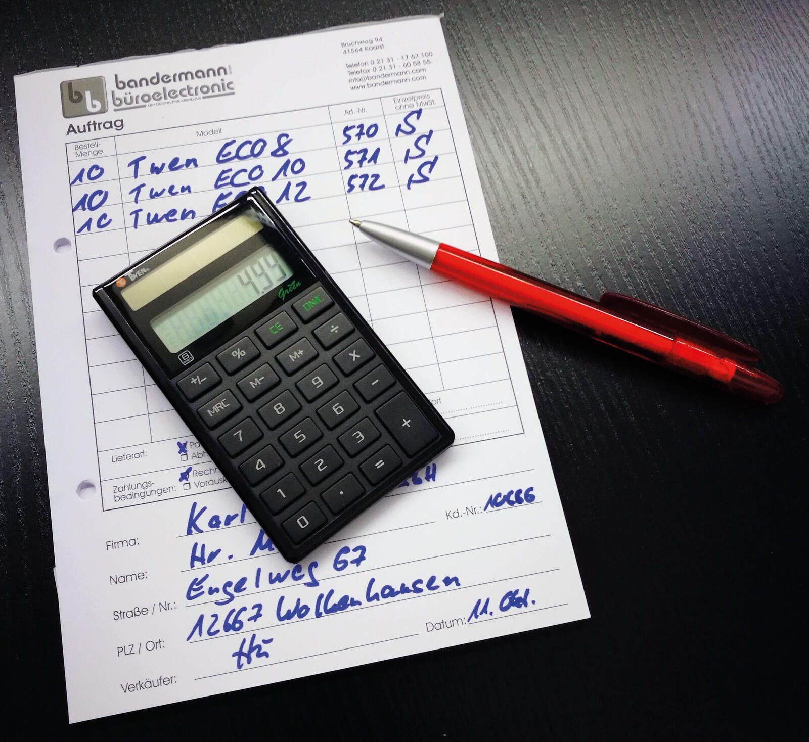 TWEN Taschenrechner ECO 8 schwarz