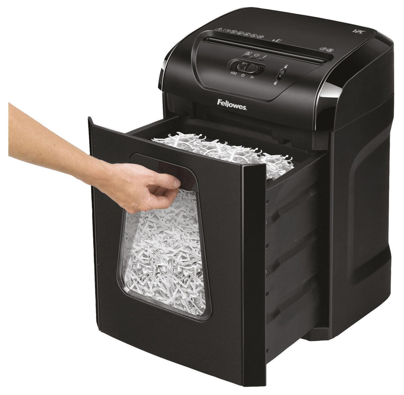 Fellowes Powershred 12C Aktenvernichter mit Partikelschnitt bis 11 Blatt schwarz