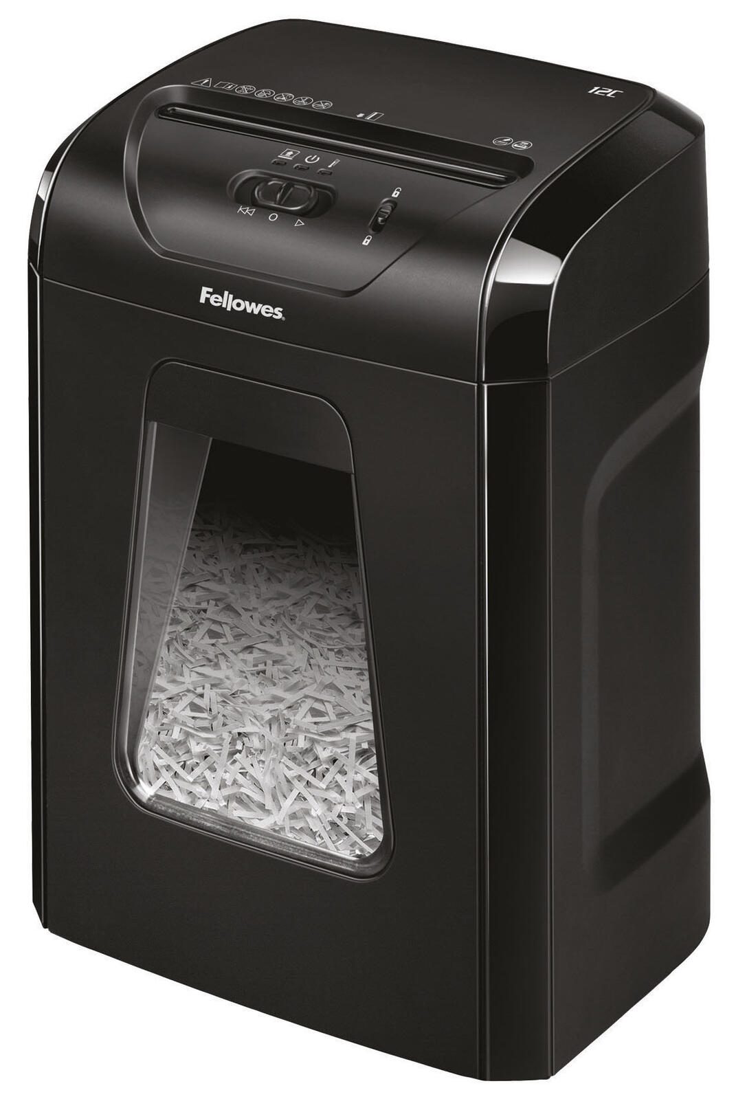 Fellowes Powershred 12C Aktenvernichter mit Partikelschnitt bis 11 Blatt schwarz