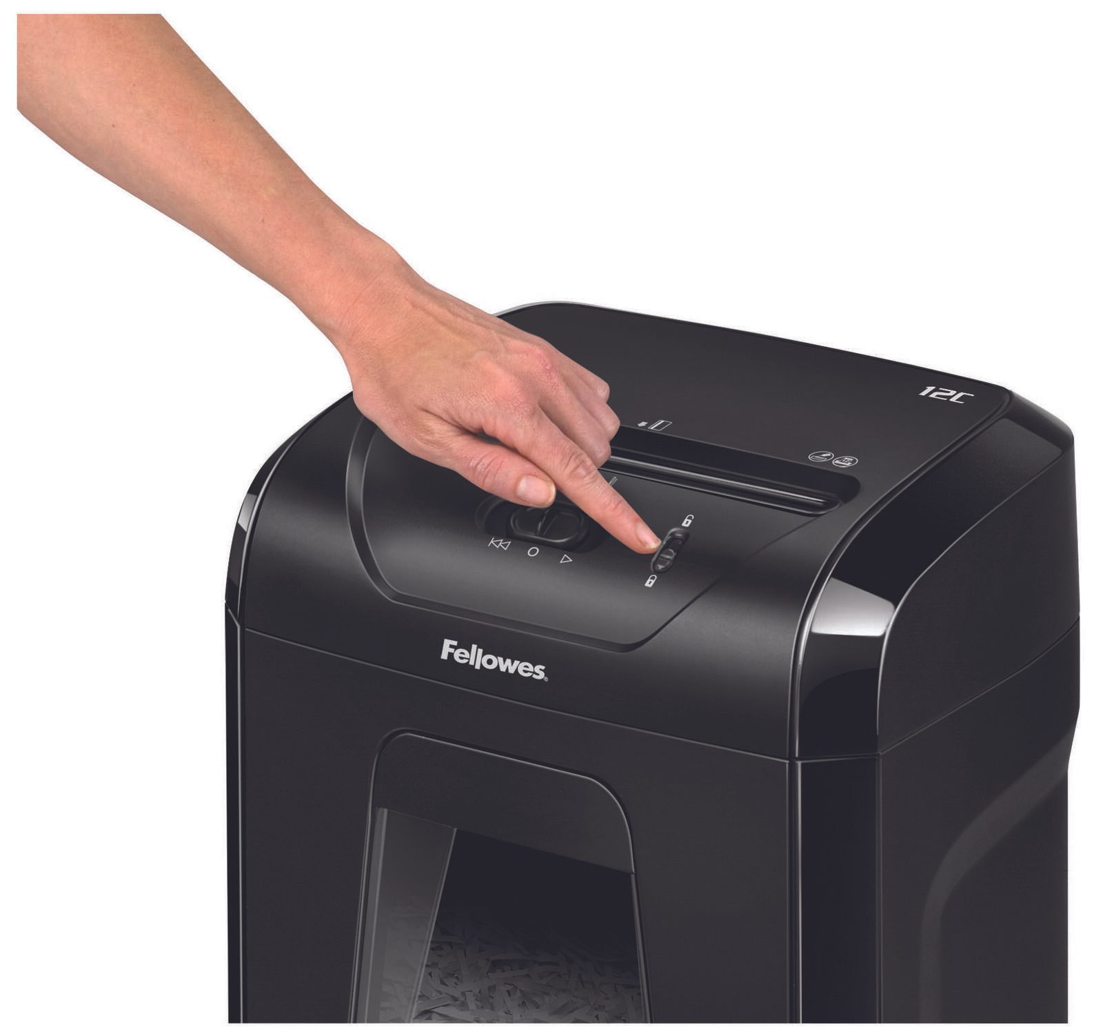 Fellowes Powershred 12C Aktenvernichter mit Partikelschnitt bis 11 Blatt schwarz