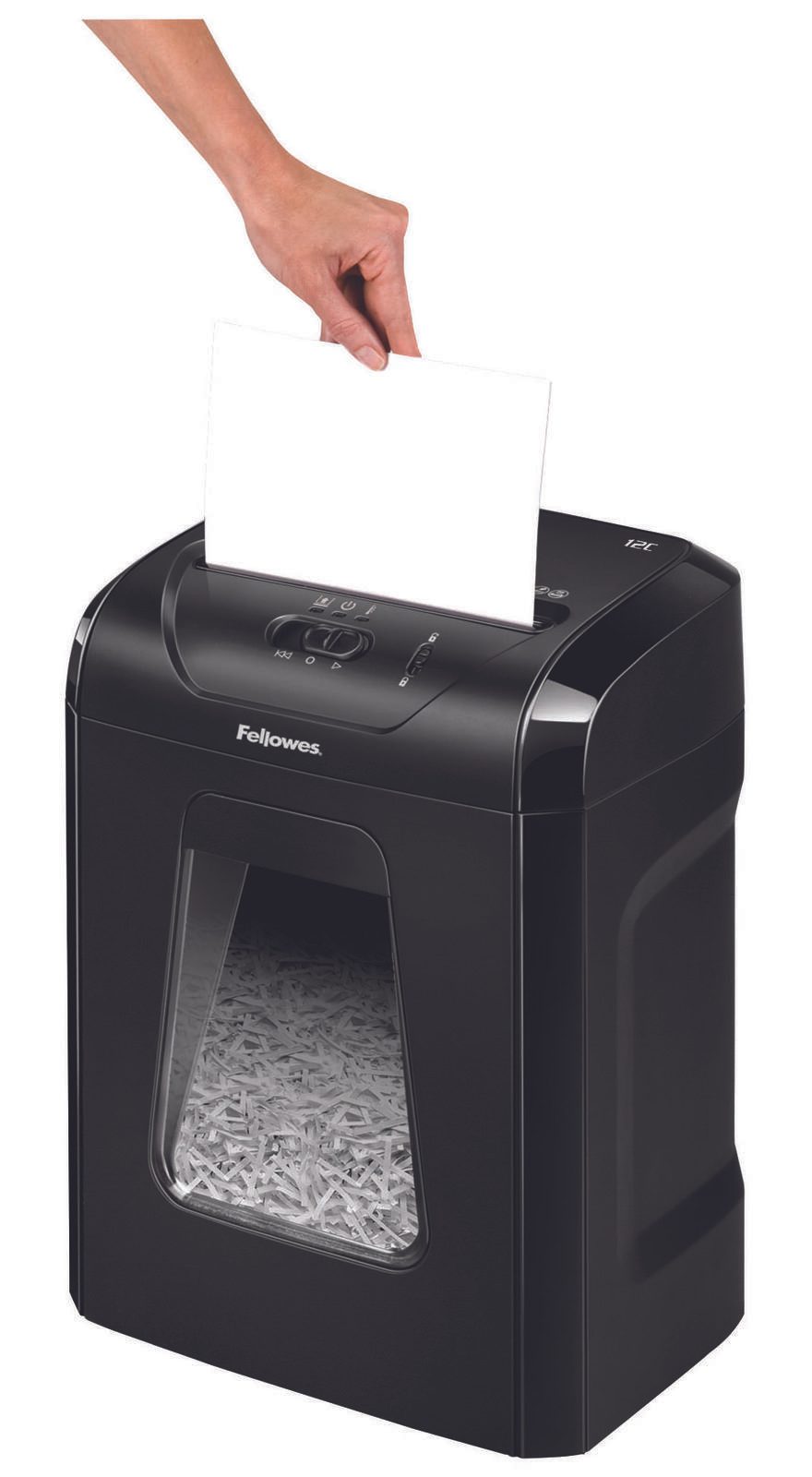 Fellowes Powershred 12C Aktenvernichter mit Partikelschnitt bis 11 Blatt schwarz