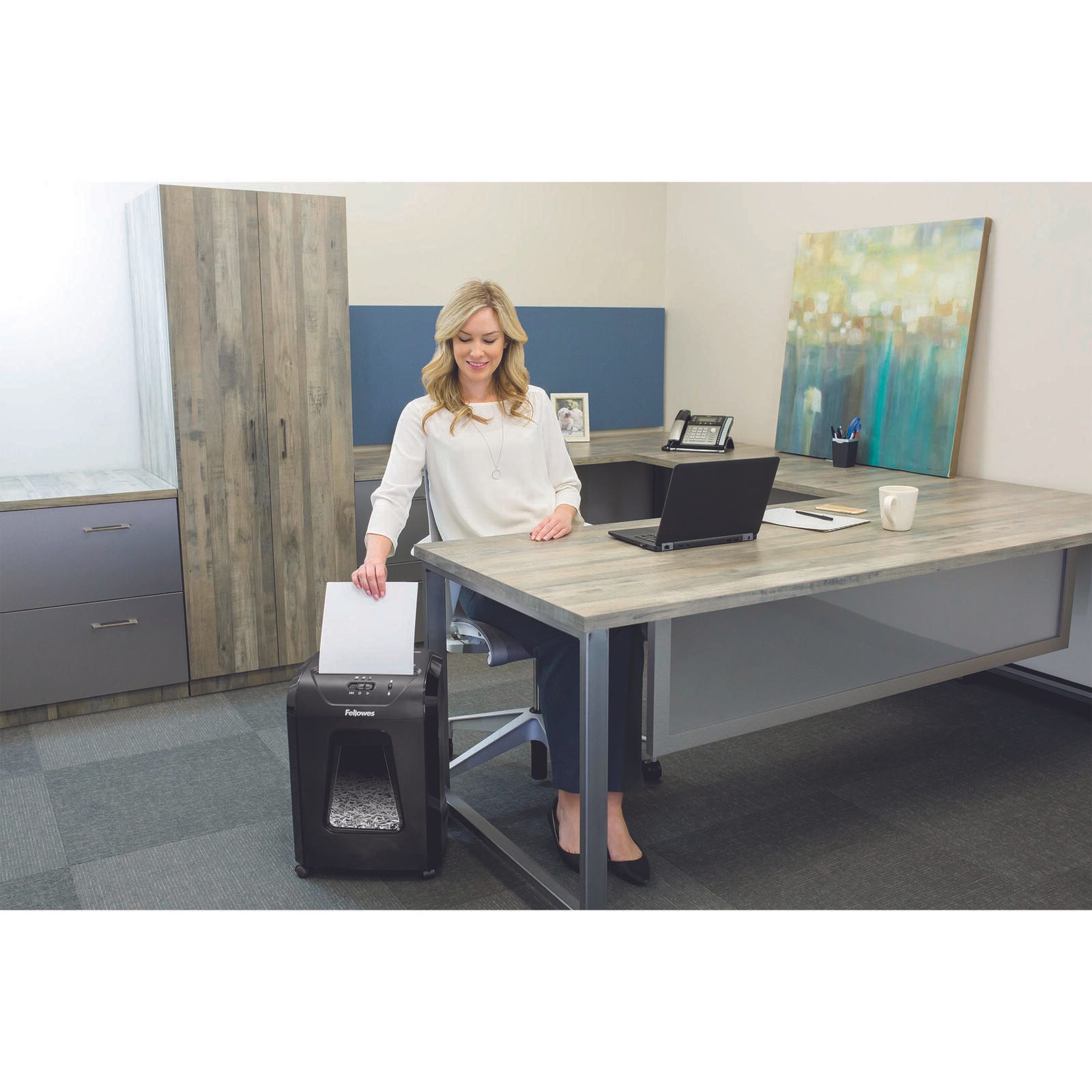 Fellowes Powershred 12C Aktenvernichter mit Partikelschnitt bis 11 Blatt schwarz