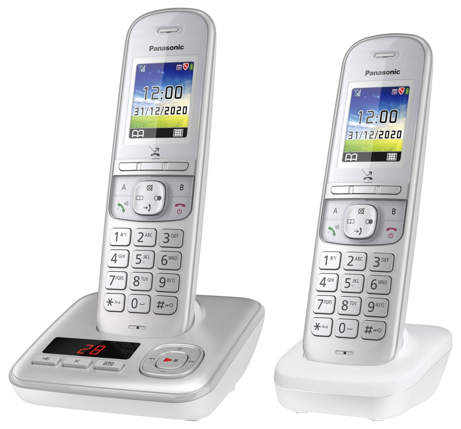 Panasonic Schnurloses Telefon-Set mit Anrufbeantworter KX-TGH722GG silber