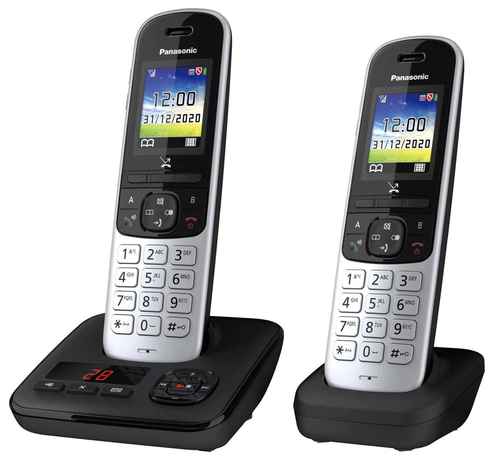 Panasonic Schnurloses Telefon-Set mit Anrufbeantworter KX-TGH722GS silber-schwarz