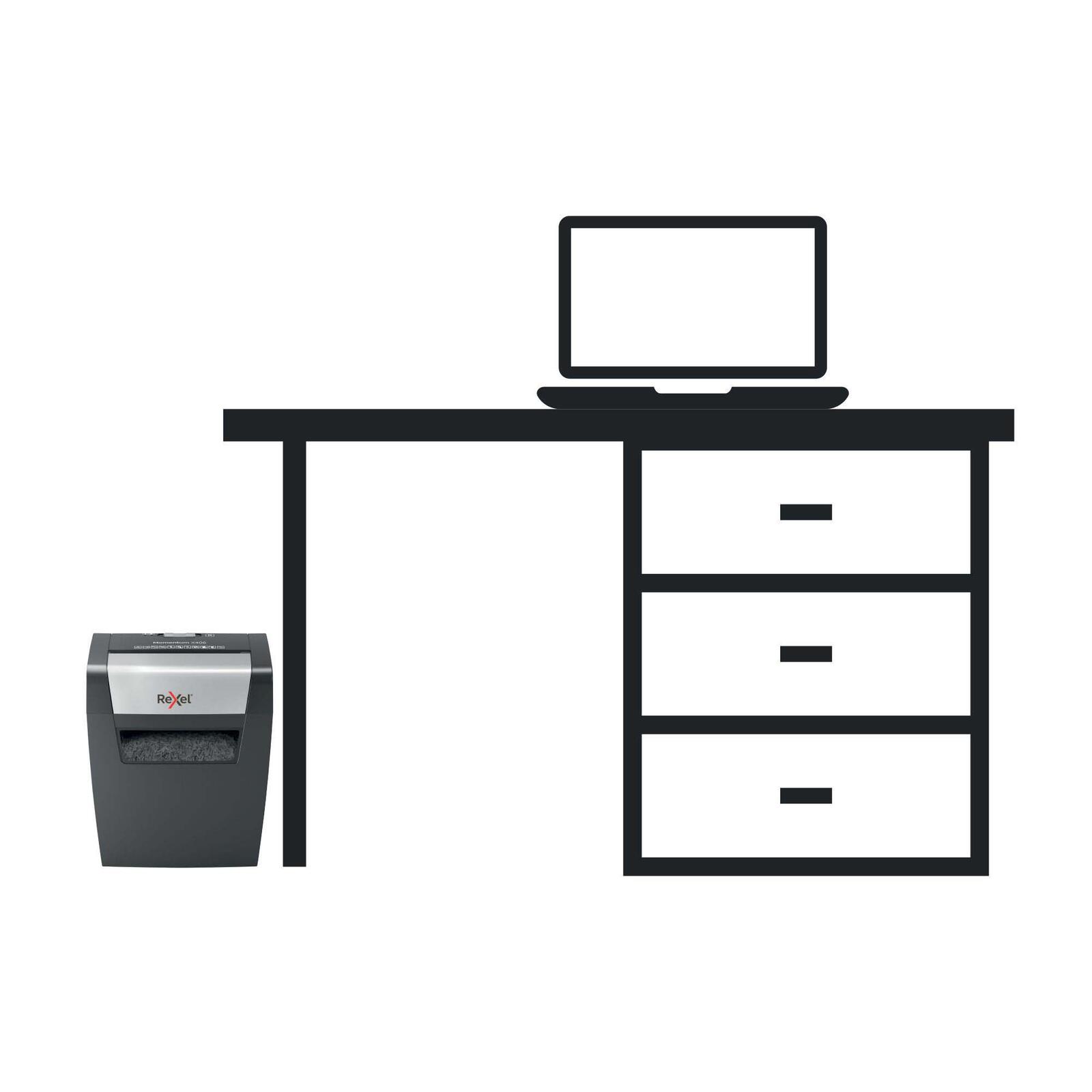 Rexel Momentum X406 Aktenvernichter mit Partikelschnitt bis 6 Blatt schwarz