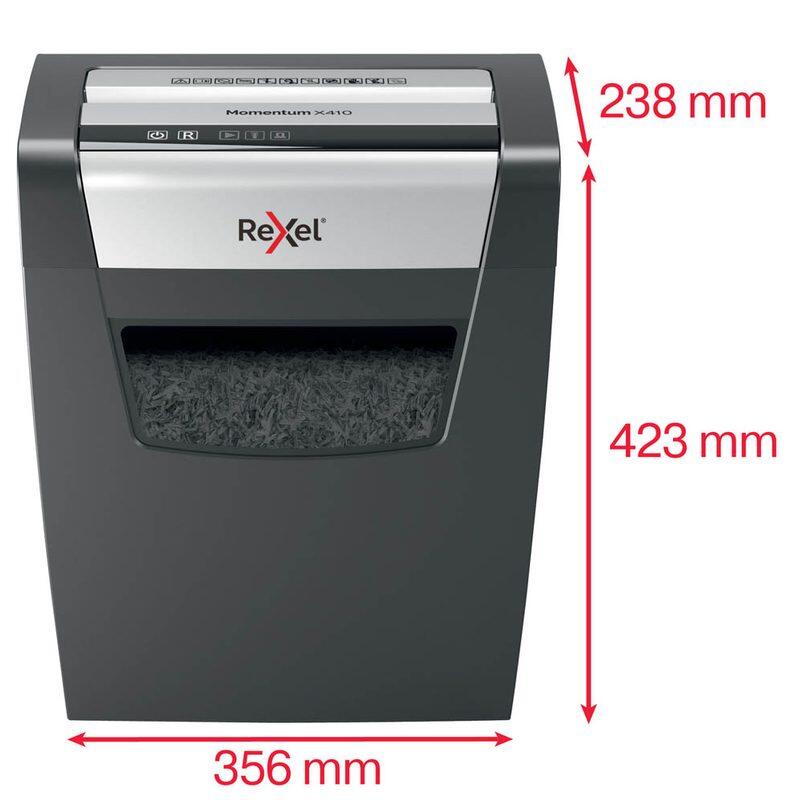 Rexel Momentum X410 Aktenvernichter mit Partikelschnitt bis 10 Blatt schwarz