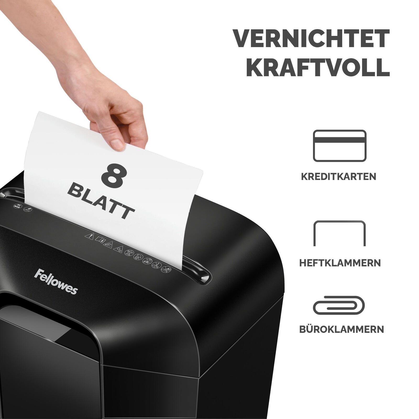 Fellowes Powershred LX45 Aktenvernichter mit Partikelschnitt bis 8 Blatt schwarz