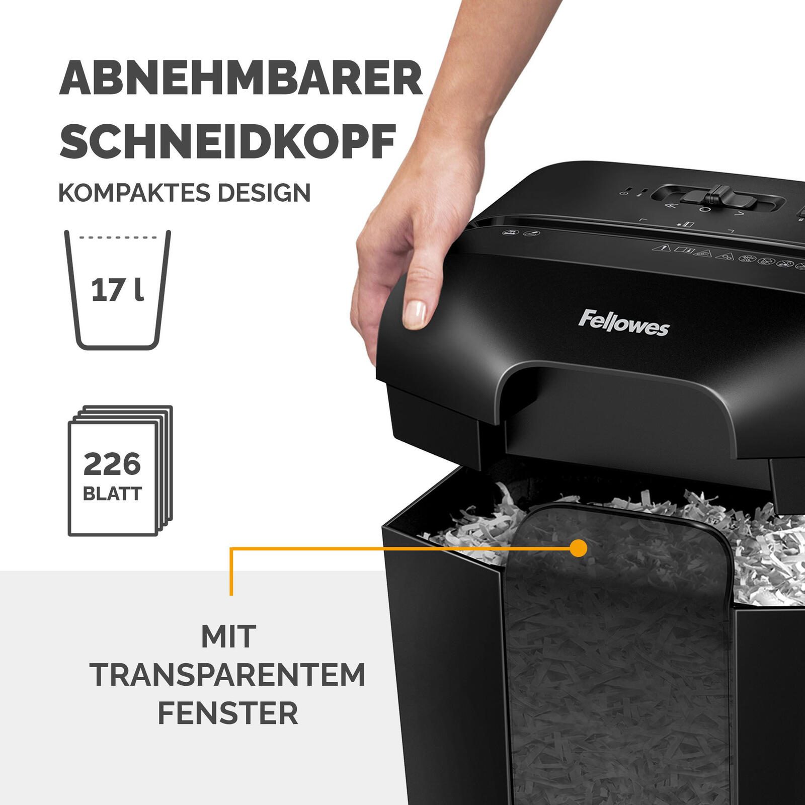 Fellowes Powershred LX45 Aktenvernichter mit Partikelschnitt bis 8 Blatt schwarz