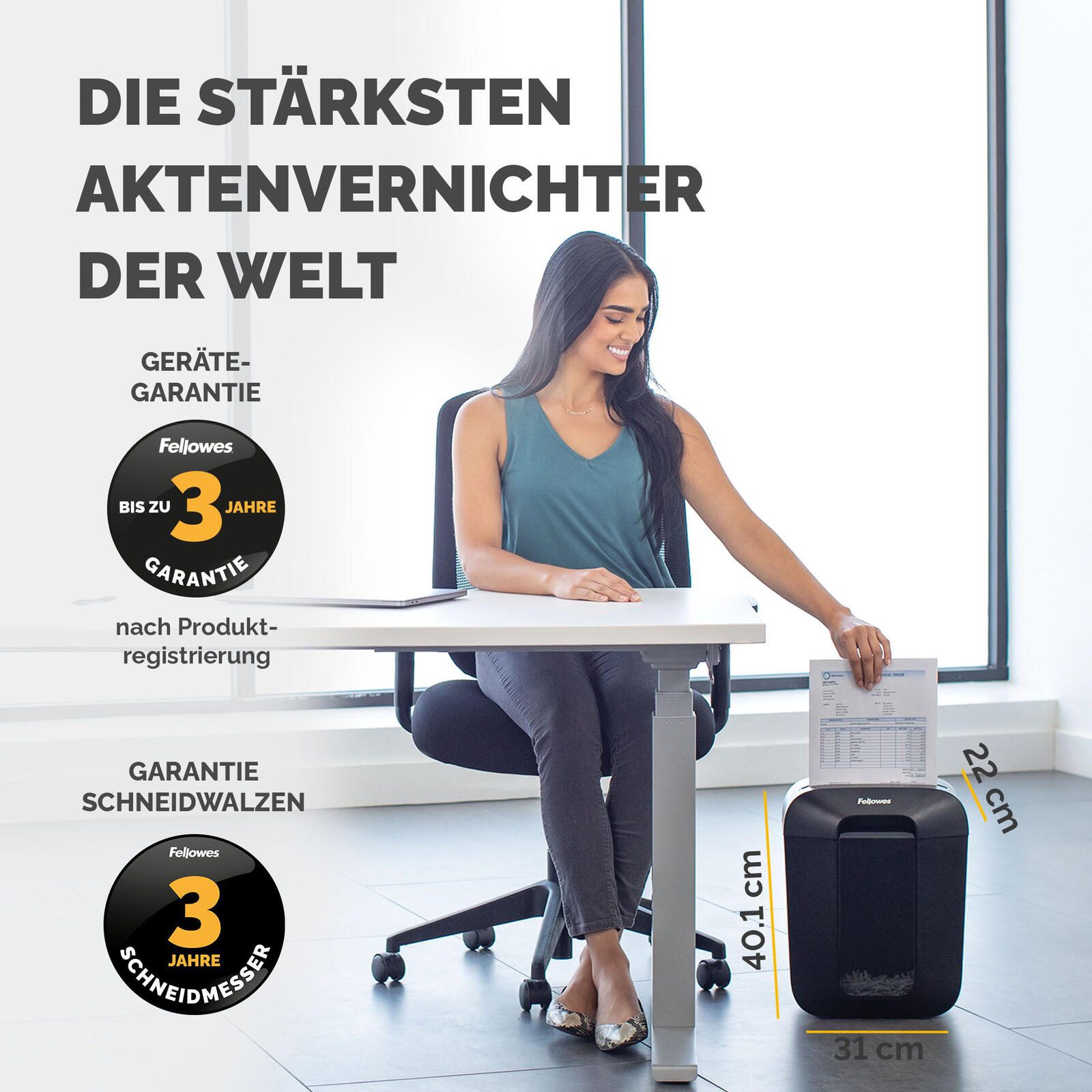 Fellowes Powershred LX45 Aktenvernichter mit Partikelschnitt bis 8 Blatt schwarz