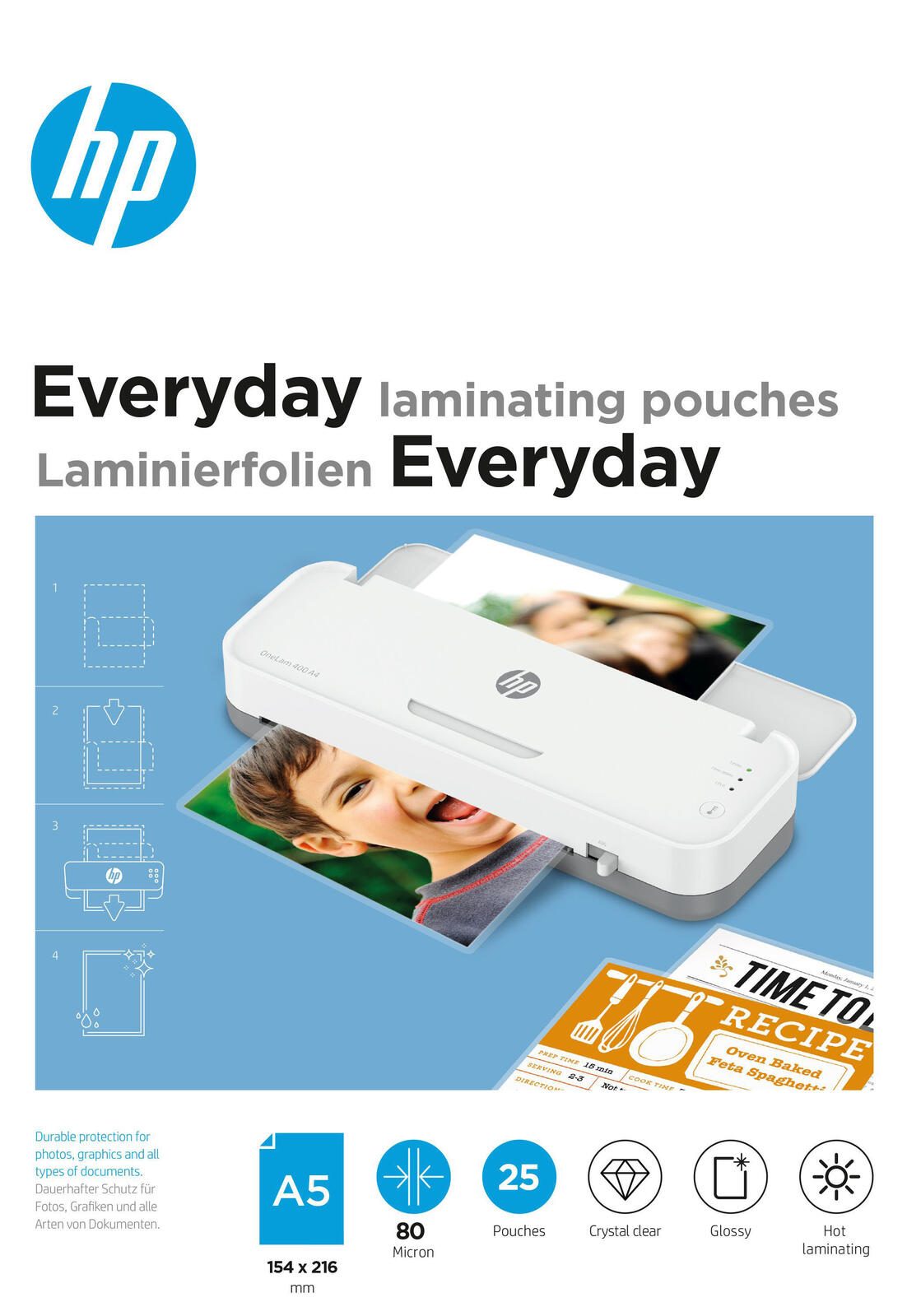 HP Laminierfolien glänzend 80 mikron A5