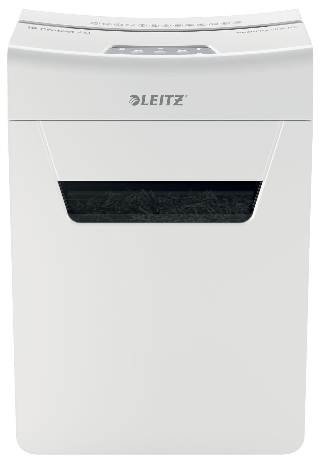 LEITZ Protect 6M Aktenvernichter mit Partikelschnitt bis 6 Blatt weiß