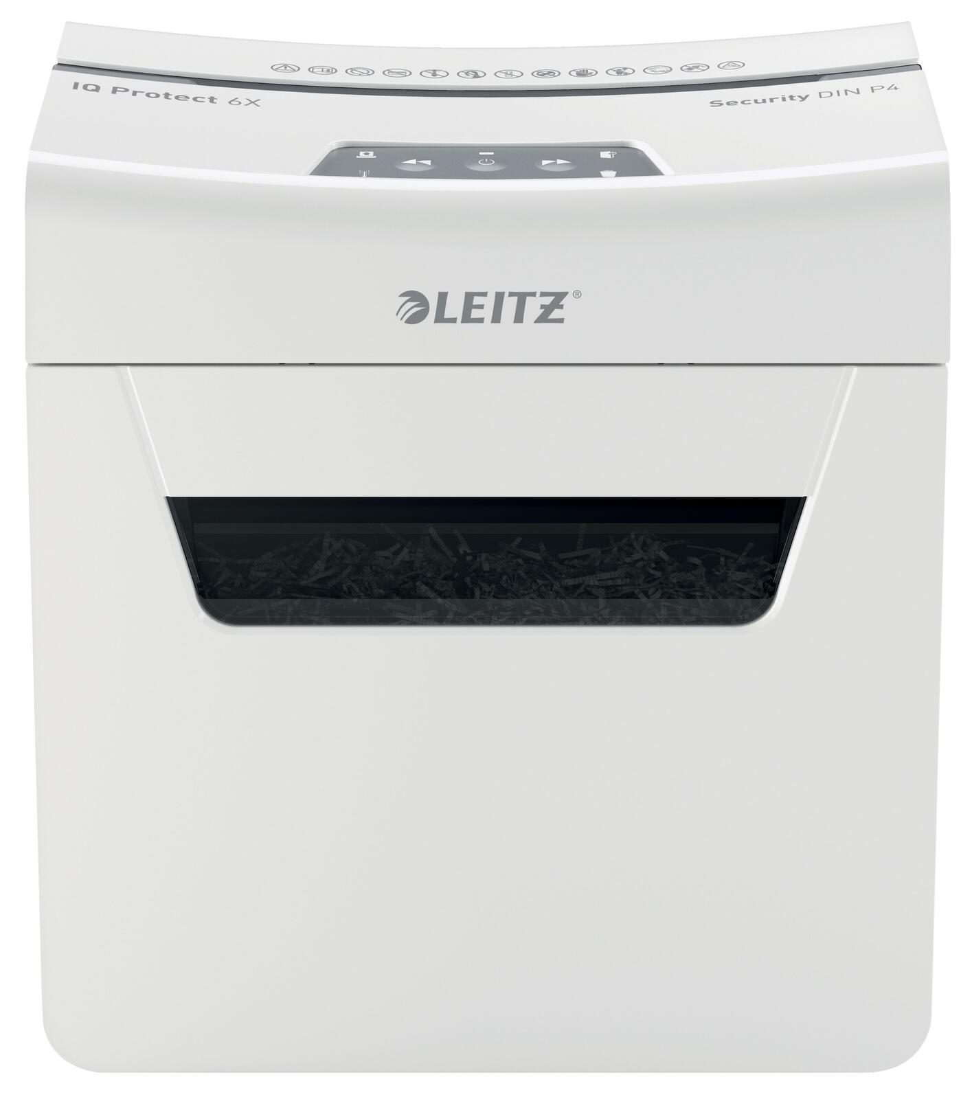 LEITZ Protect 6X Aktenvernichter mit Partikelschnitt bis 6 Blatt weiß
