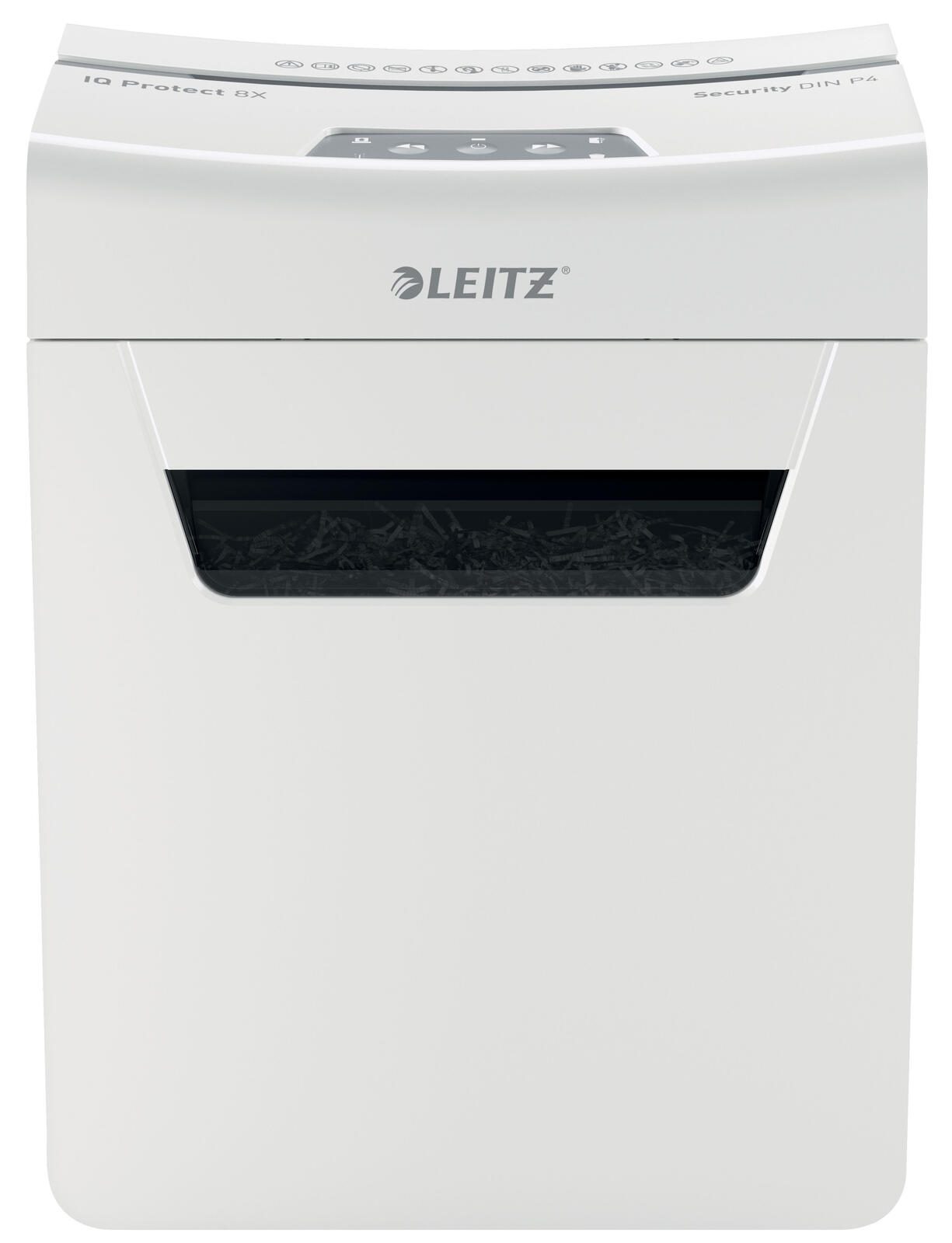 LEITZ Protect 8X Aktenvernichter mit Partikelschnitt bis 8 Blatt weiß