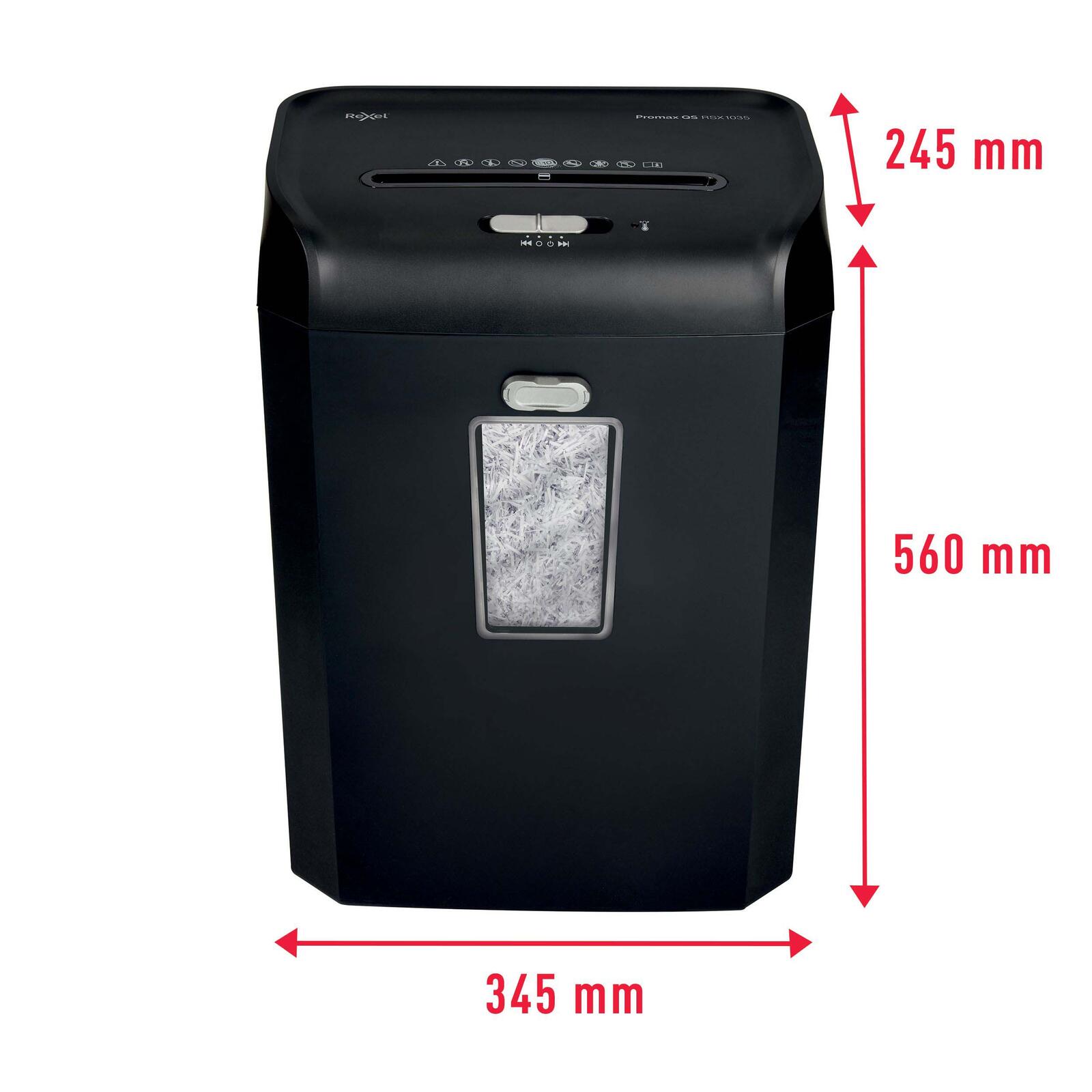 Rexel ProMax RSX1035 Aktenvernichter mit Partikelschnitt bis 10 Blatt schwarz