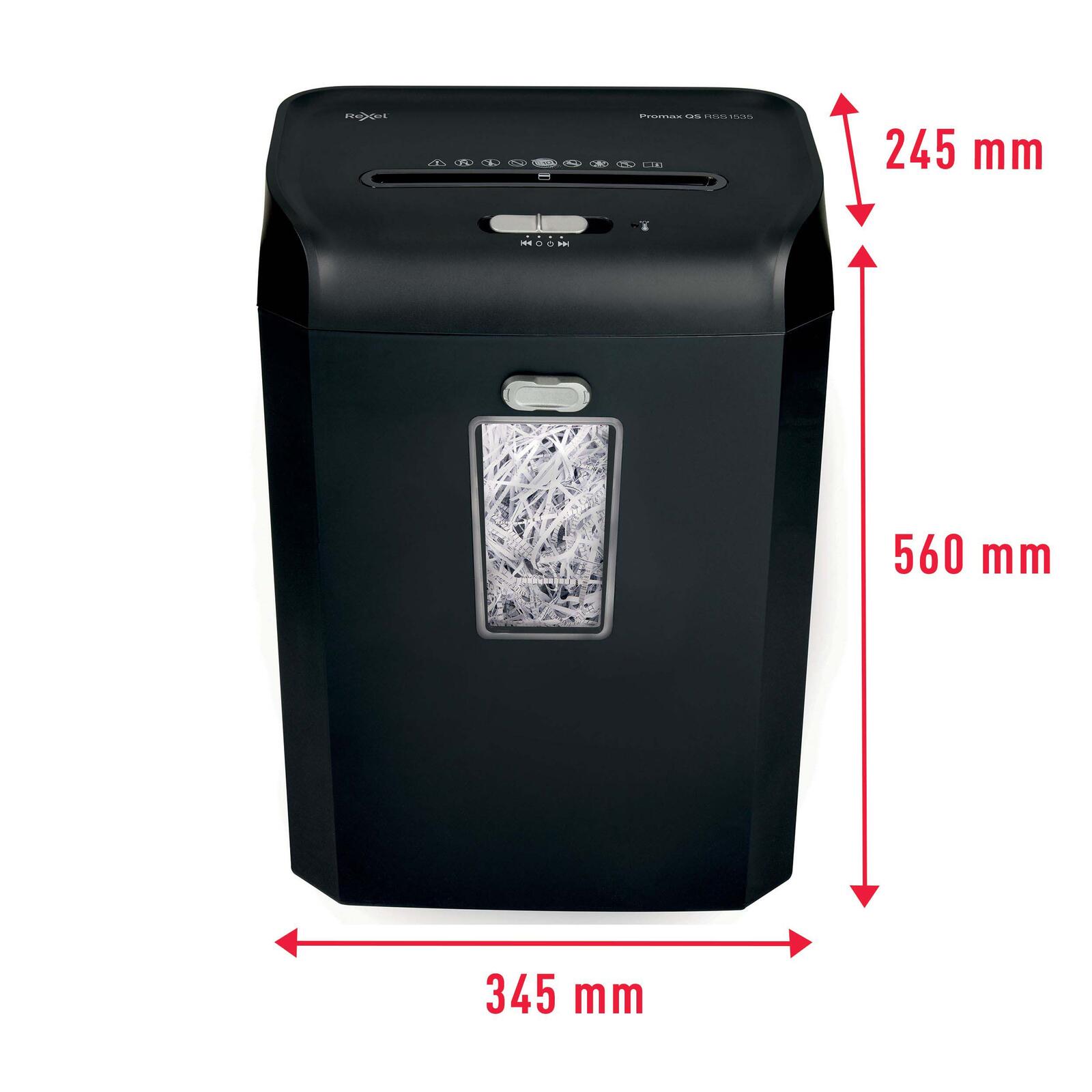 Rexel ProMax RSS1535 Aktenvernichter mit Streifenschnitt bis 15 Blatt schwarz