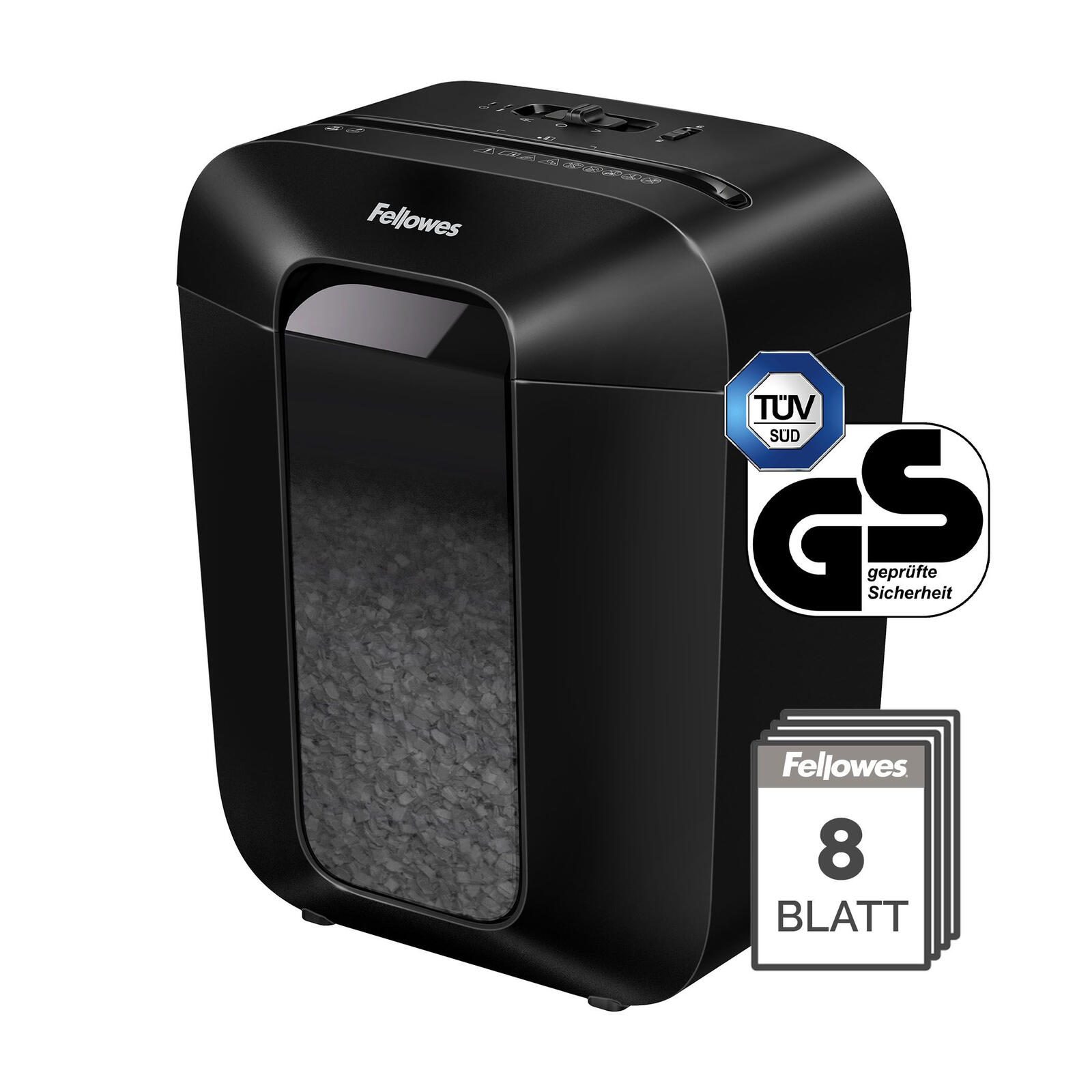Fellowes Powershred LX41 Aktenvernichter mit Partikelschnitt bis 8 Blatt schwarz