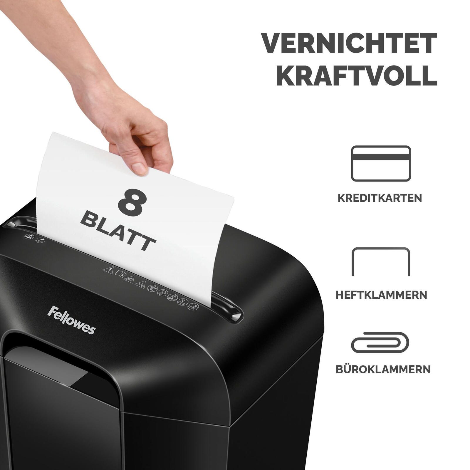 Fellowes Powershred LX41 Aktenvernichter mit Partikelschnitt bis 8 Blatt schwarz