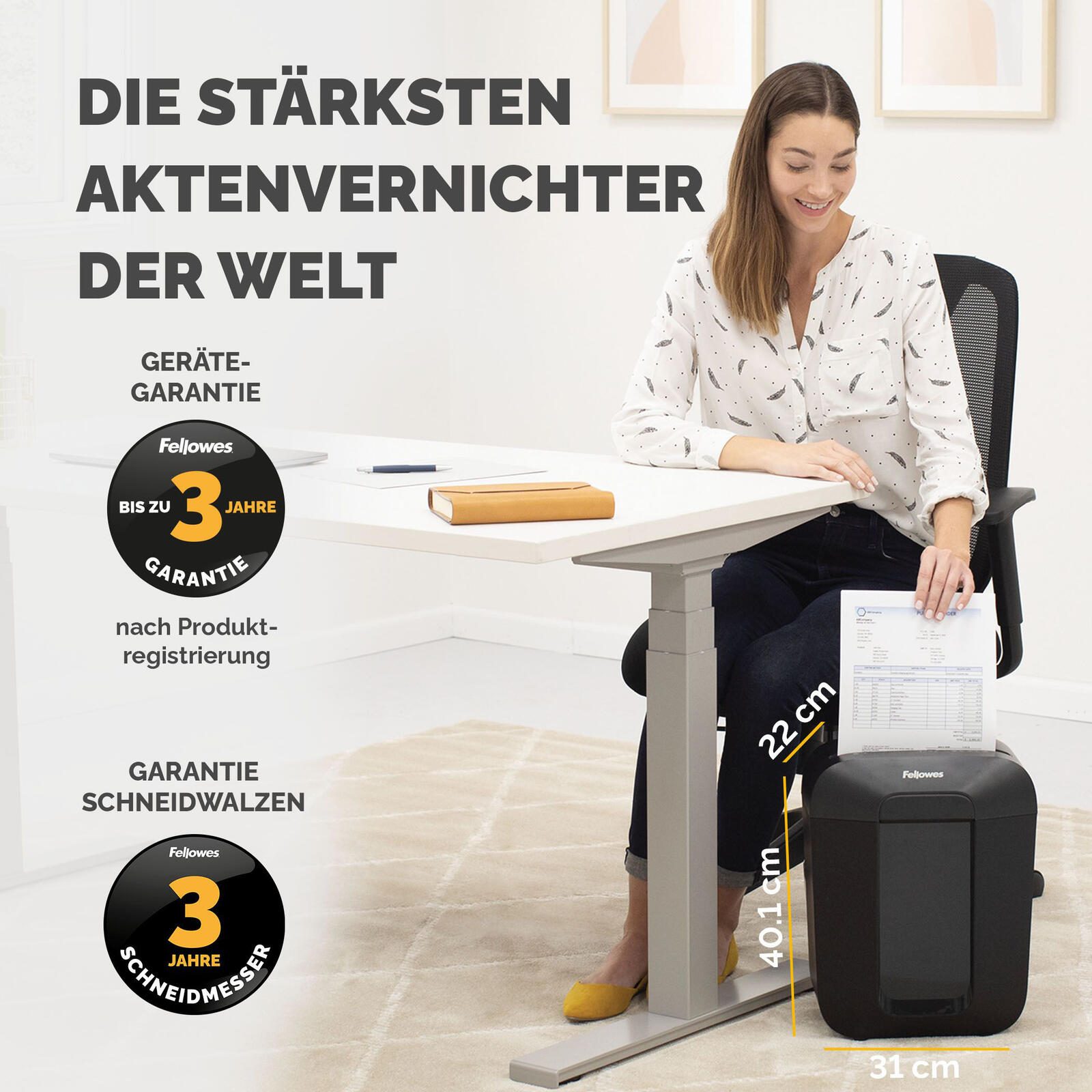 Fellowes Powershred LX41 Aktenvernichter mit Partikelschnitt bis 8 Blatt schwarz