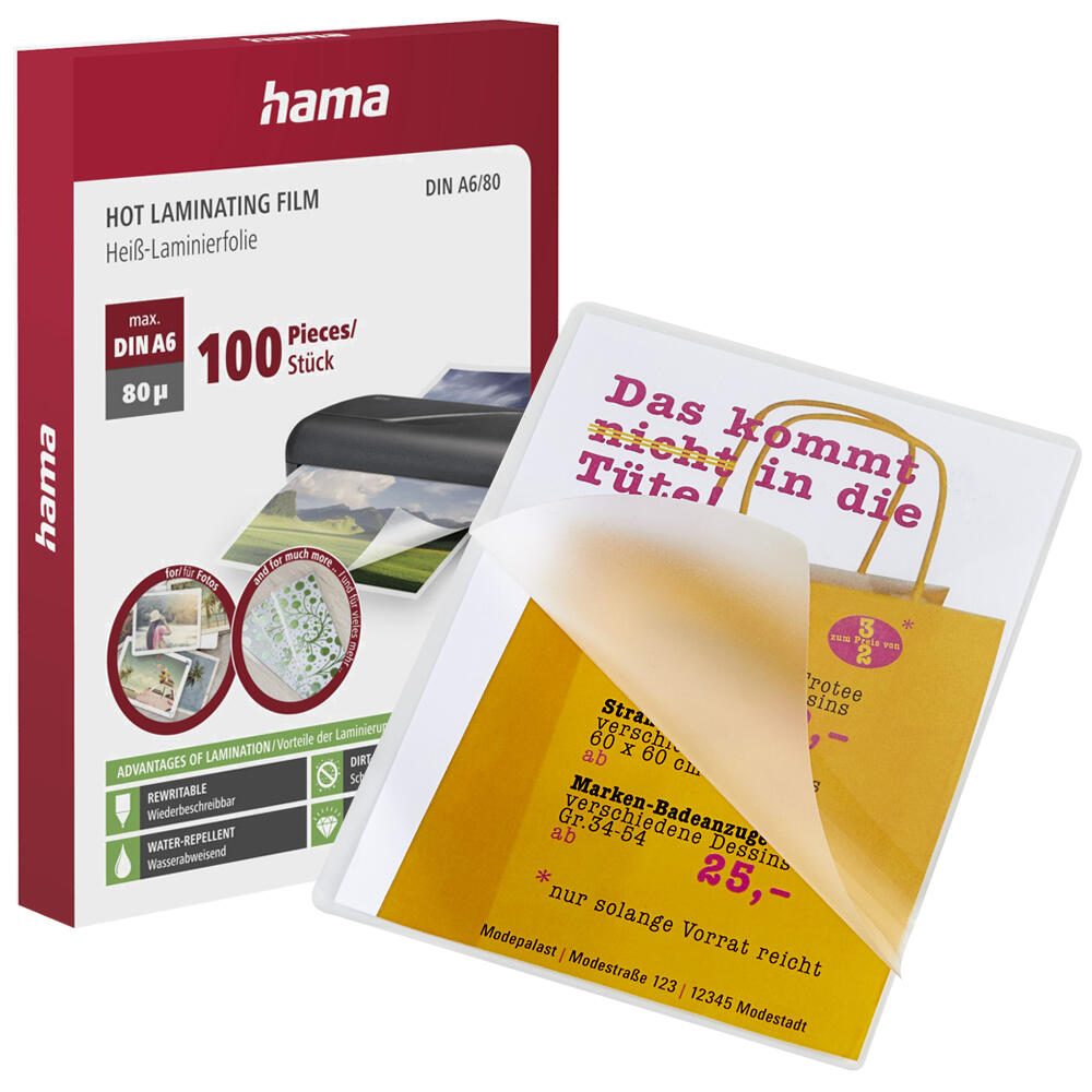 Hama Laminierfolien glänzend 80 mikron A6