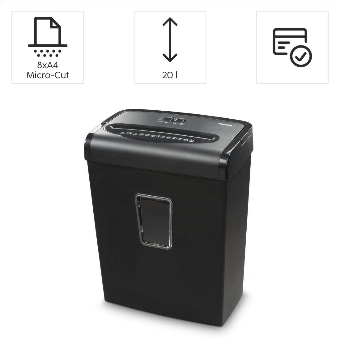 Hama Premium M8+ Aktenvernichter mit Partikelschnitt bis 8 Blatt schwarz