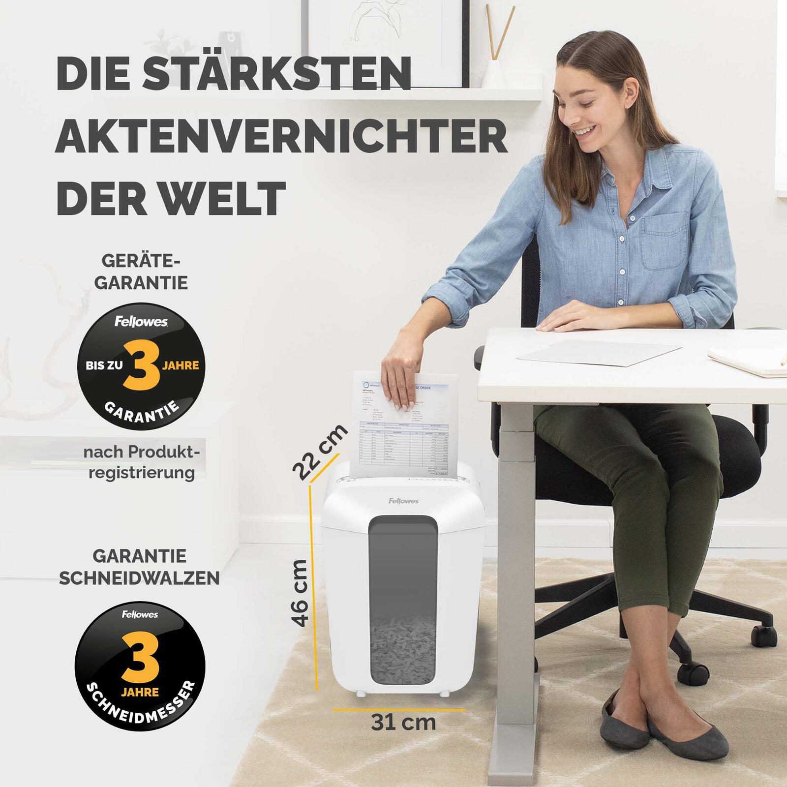 Fellowes Powershred LX70 Aktenvernichter mit Partikelschnitt bis 11 Blatt weiß