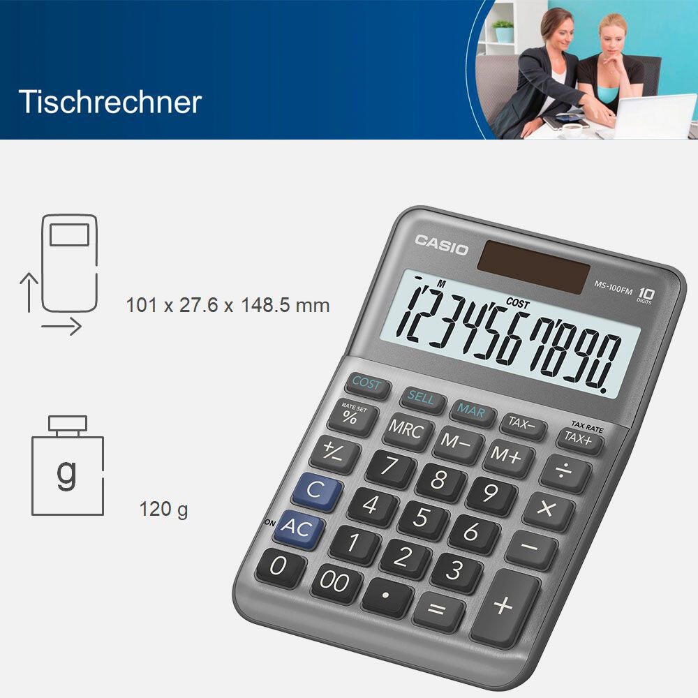 CASIO Tischrechner MS-100FM grau
