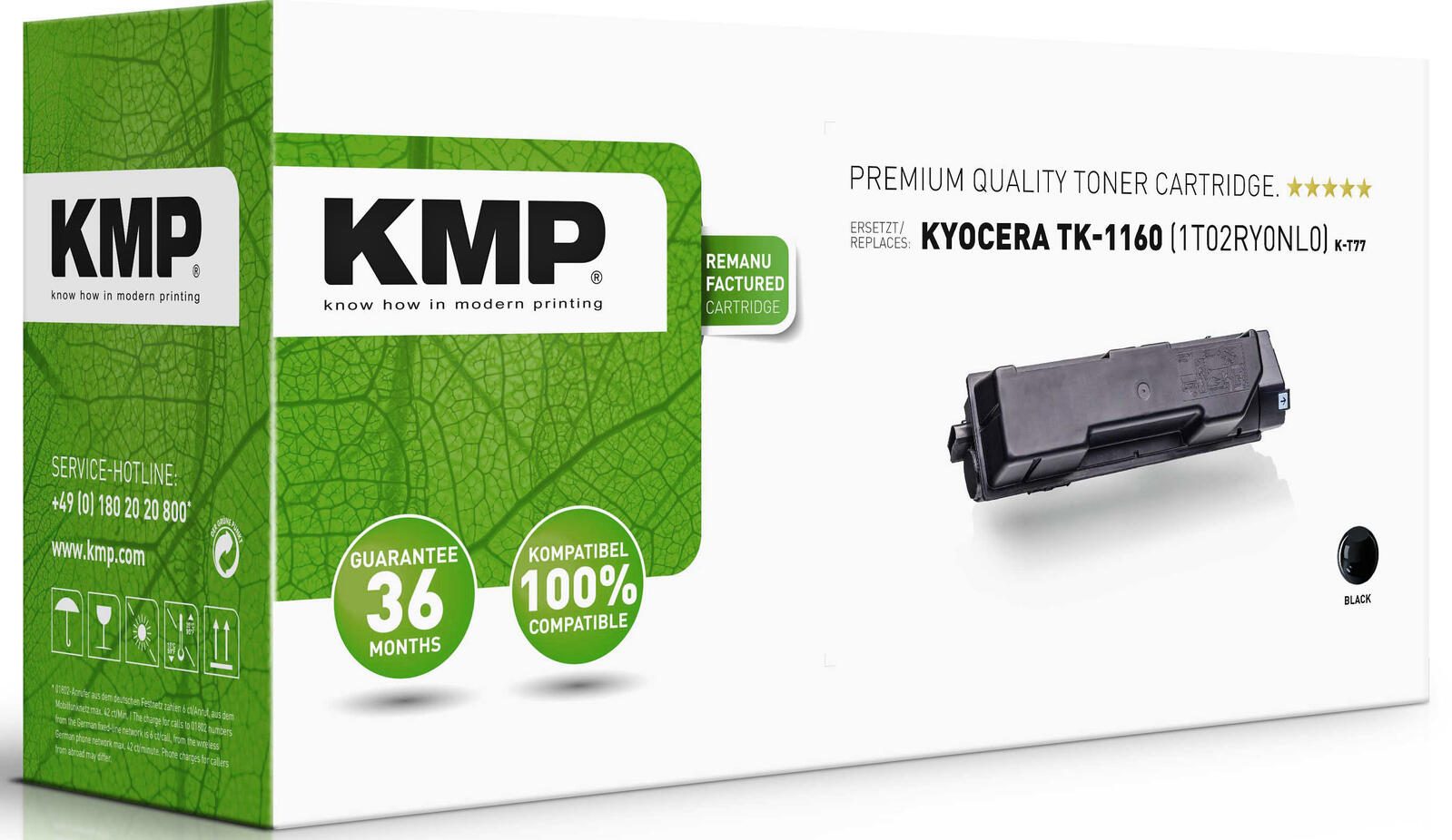 KMP Toner K-T77 schwarz kompatibel zu KYOCERA TK-1160