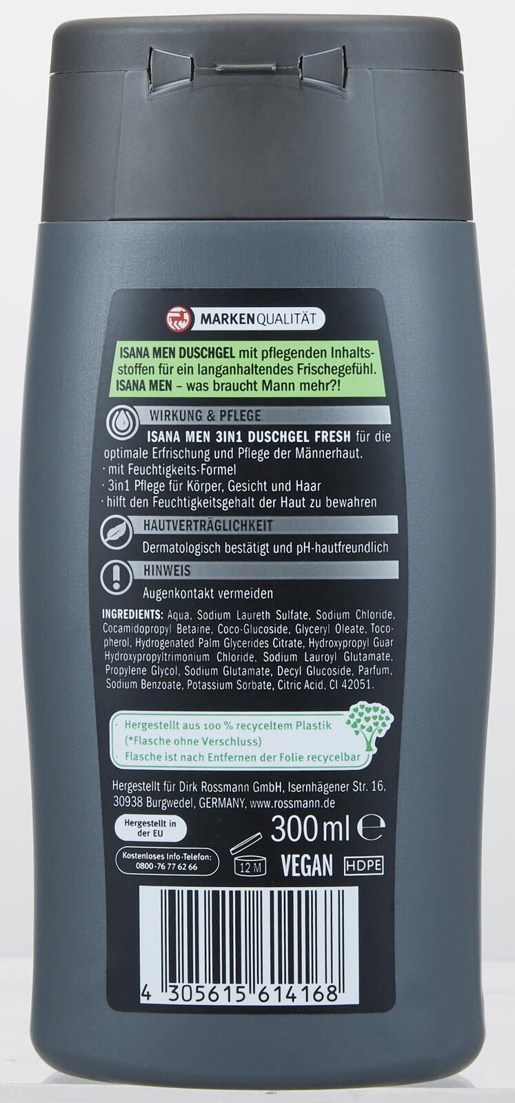 ISANA MEN 3 in 1 Fresh Duschgel 300 ml