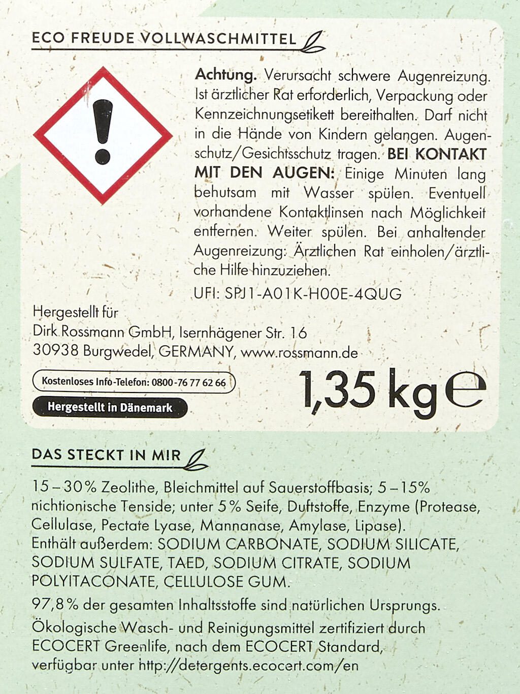 eco Freude Vollwaschmittel frisch 1,35 kg