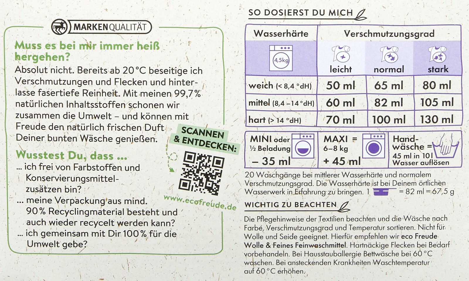 eco Freude Waschmittel frisch 1,35 kg