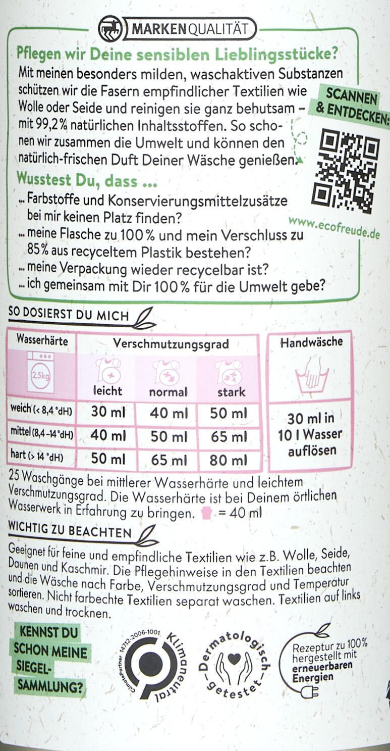 eco Freude Feinwaschmittel frisch 1,0 l