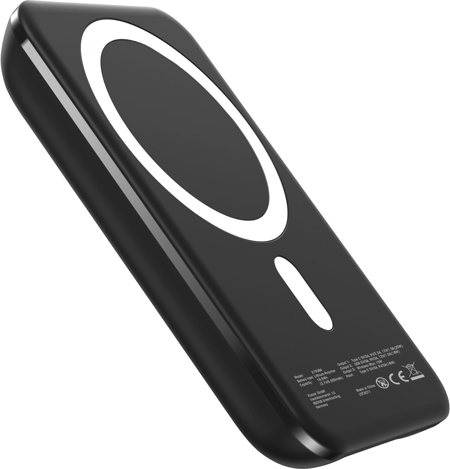 XLAYER Magnetic PD wireless Powerbank 5.000 mAh schwarz