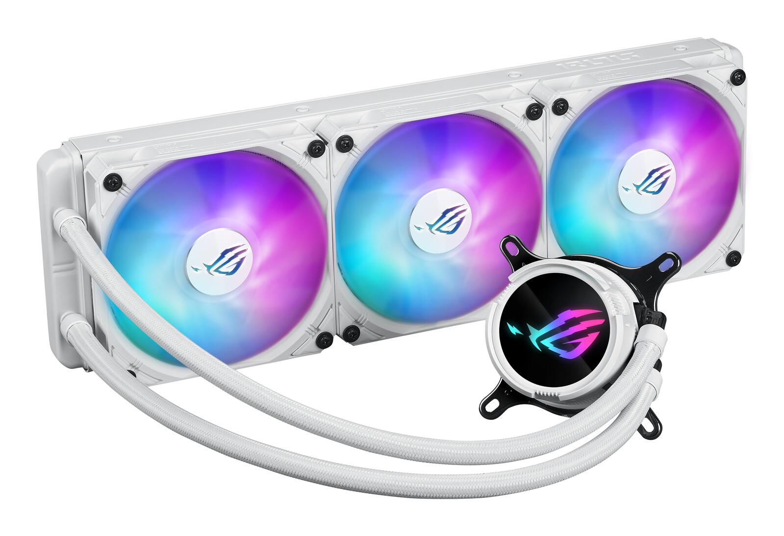 ASUS ROG STRIX LC III 360 ARGB White All-in-One Flüssig-CPU-Wasserkühlung weiß (drei adressierbare ROG ARGB-Lüfter, Anti-Vibrations-Gummi, kompatibel mit Intel LGA 1700, 1200, 115X, AMD AM5, AM4)