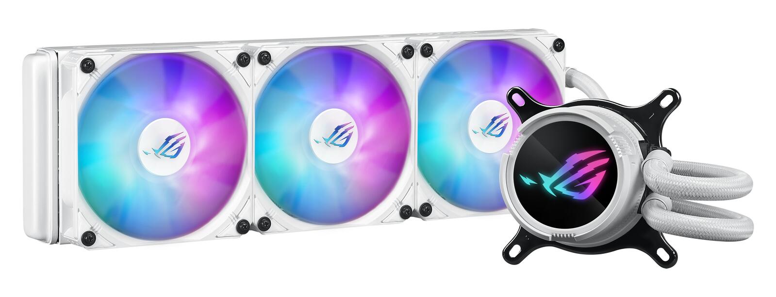 ASUS ROG STRIX LC III 360 ARGB White All-in-One Flüssig-CPU-Wasserkühlung weiß (drei adressierbare ROG ARGB-Lüfter, Anti-Vibrations-Gummi, kompatibel mit Intel LGA 1700, 1200, 115X, AMD AM5, AM4)