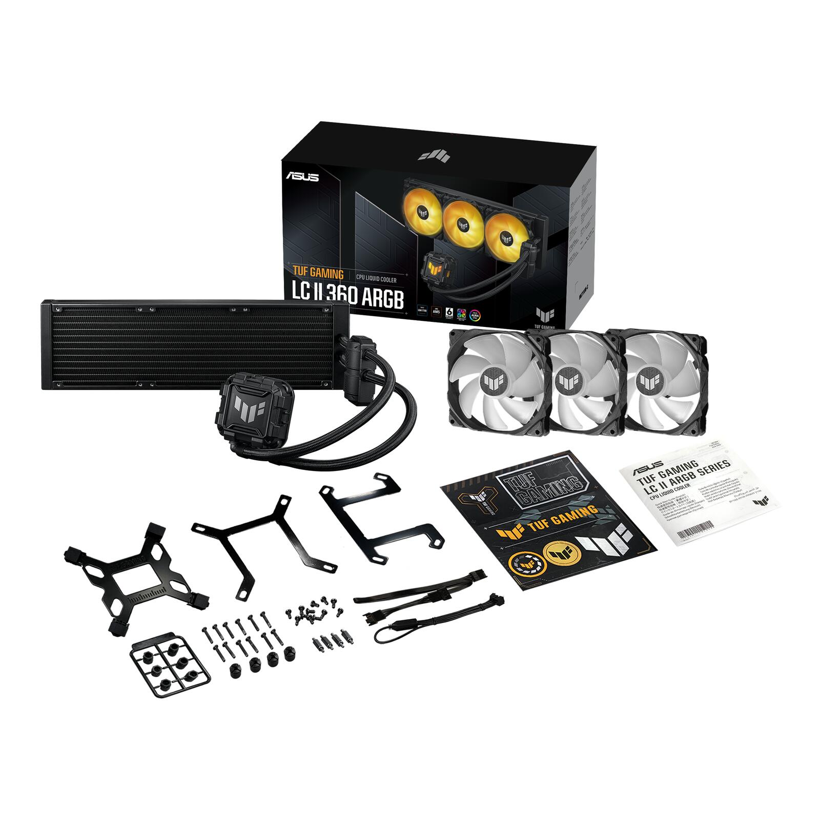 ASUS TUF Gaming LC II 360 ARGB All-in-One-Flüssig-CPU-Kühler (Aura Sync Beleuchtung, 3x TUF Gaming 120mm ARGB-Radiatorlüfter, schwarz)