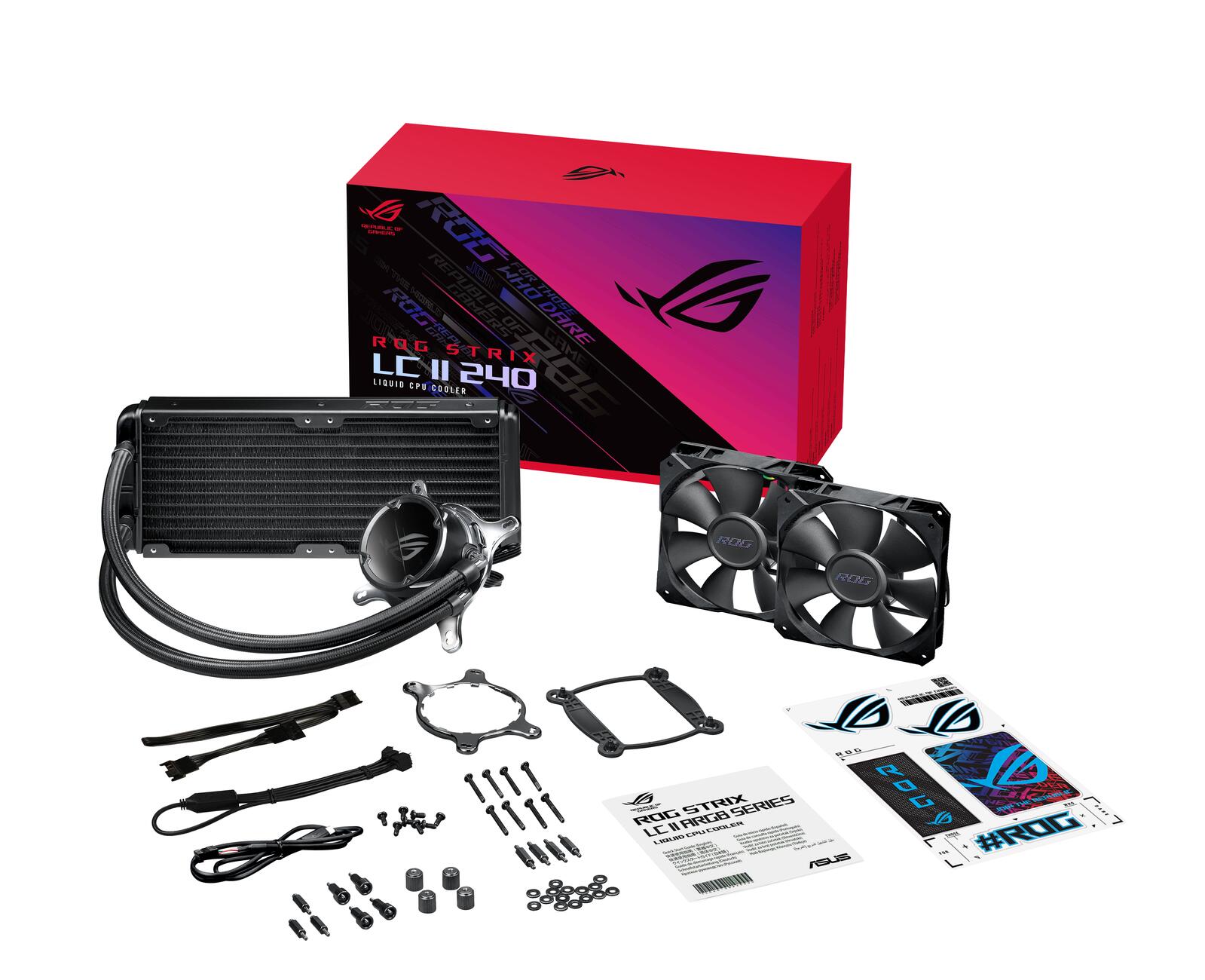ASUS ROG STRIX LC II 240 All-in-One Flüssig-CPU-Wasserkühlung (Aura Sync, zwei adressierbare ROG 120mm RGB-Lüfter)