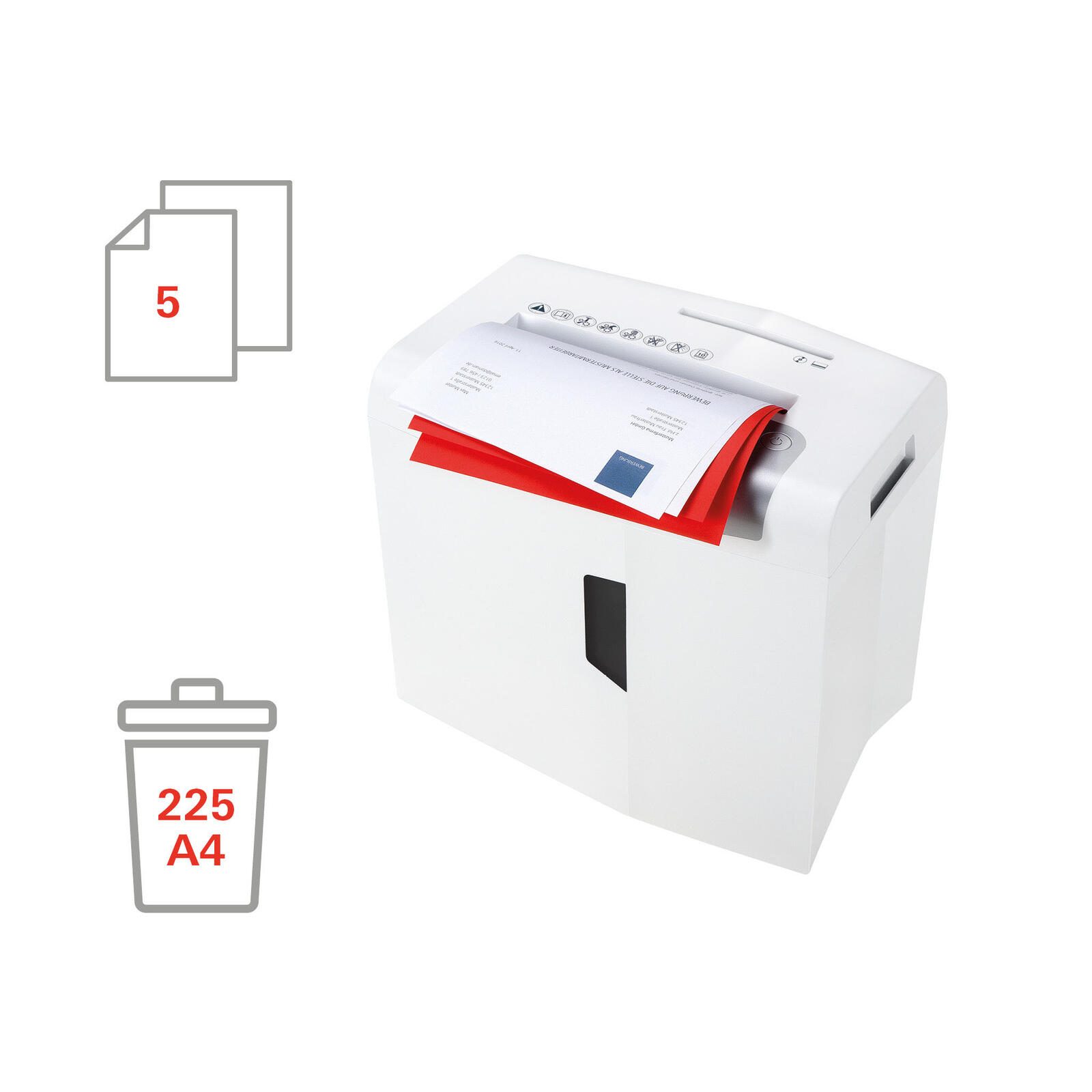 HSM Aktenvernichter shredstar X5 - Sicherheitsstufe 4 - Partikelschnitt - 4,5 x 30 mm - 5 Blatt