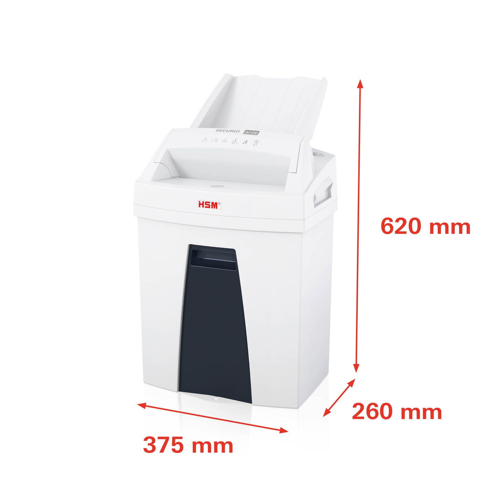 HSM Aktenvernichter SECURIO AF100 - Autofeed - Sicherheitsstufe 4  - Partikelschnitt - 4 x 25 mm - 6 Blatt