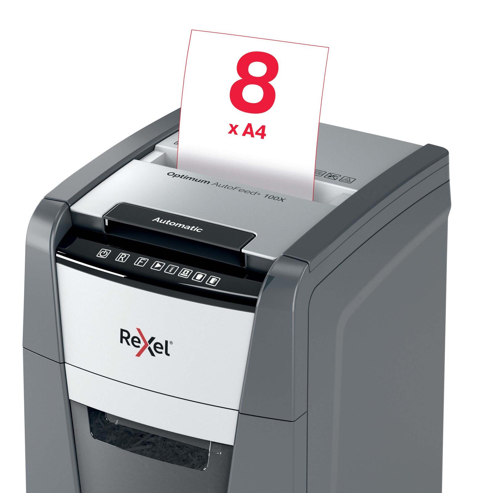 Rexel Optimum AutoFeed 100X Aktenvernichter mit Partikelschnitt