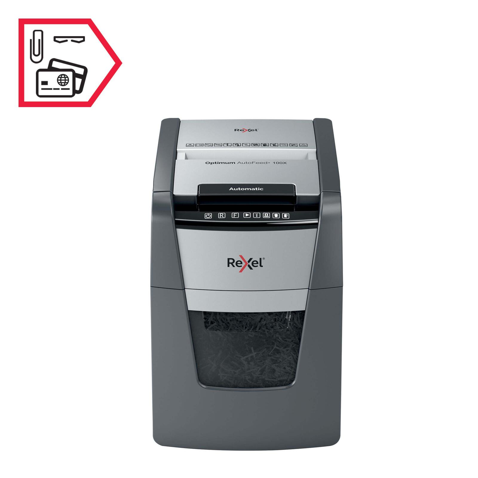 Rexel Optimum AutoFeed 100X Aktenvernichter mit Partikelschnitt