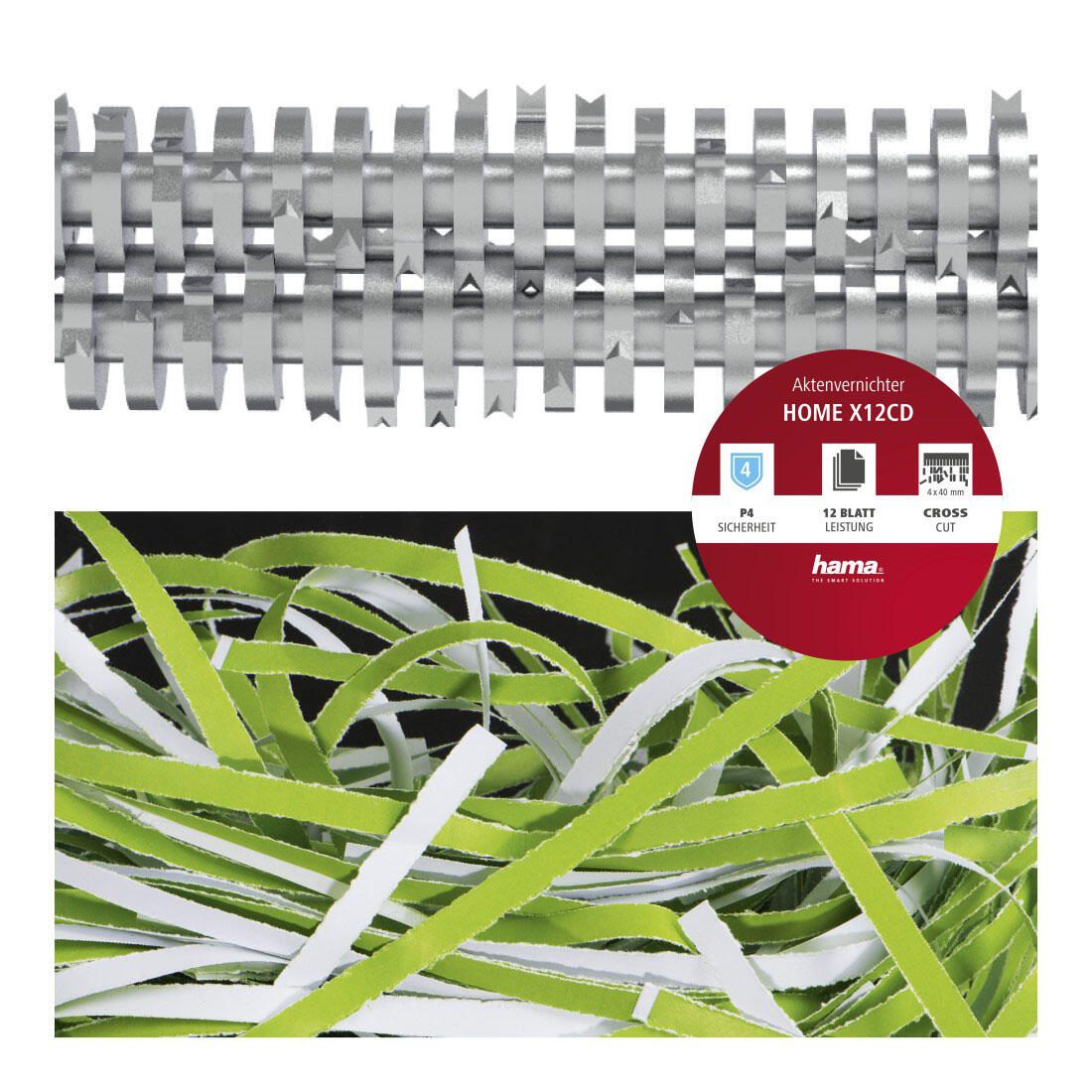 Hama Home X12CD Aktenvernichter mit Partikelschnitt