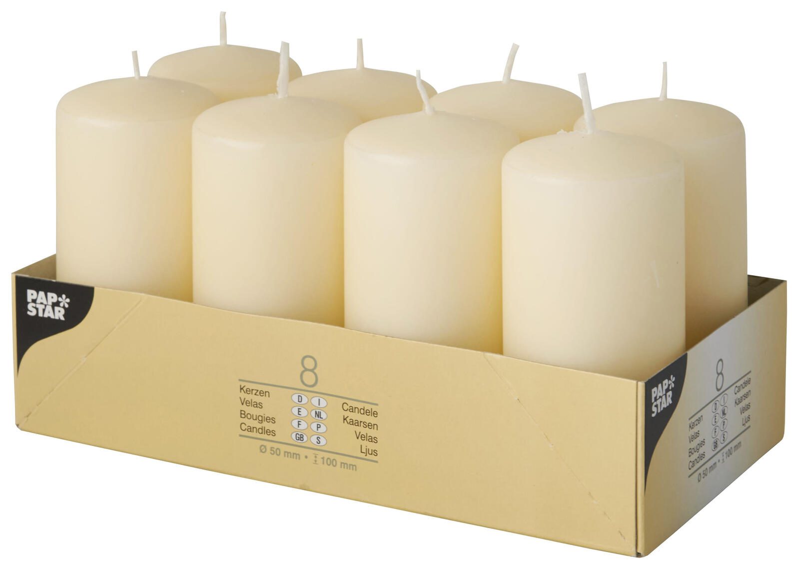 PAPSTAR Stumpenkerzen 10 cm creme