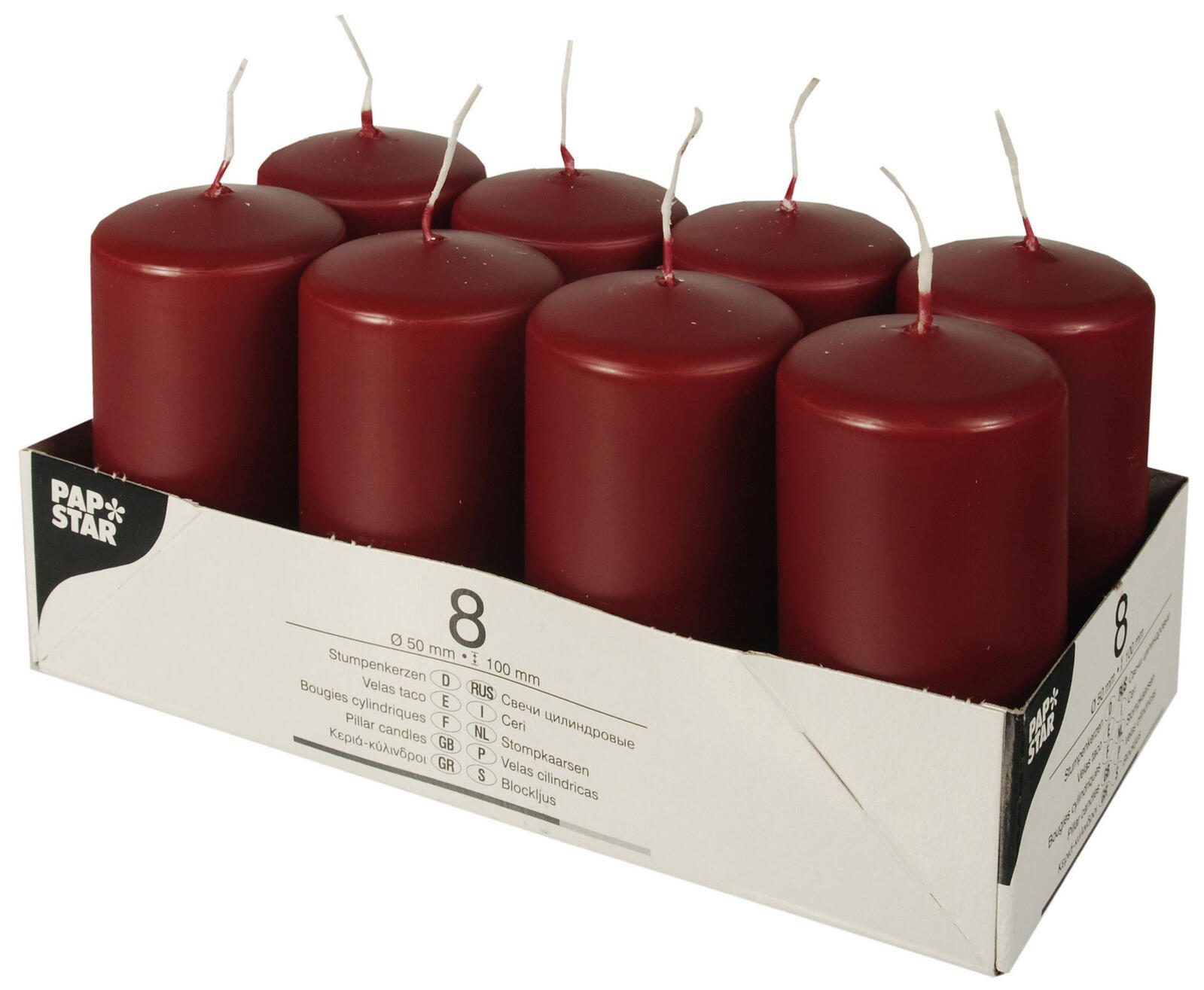 PAPSTAR Stumpenkerzen 10 cm bordeaux