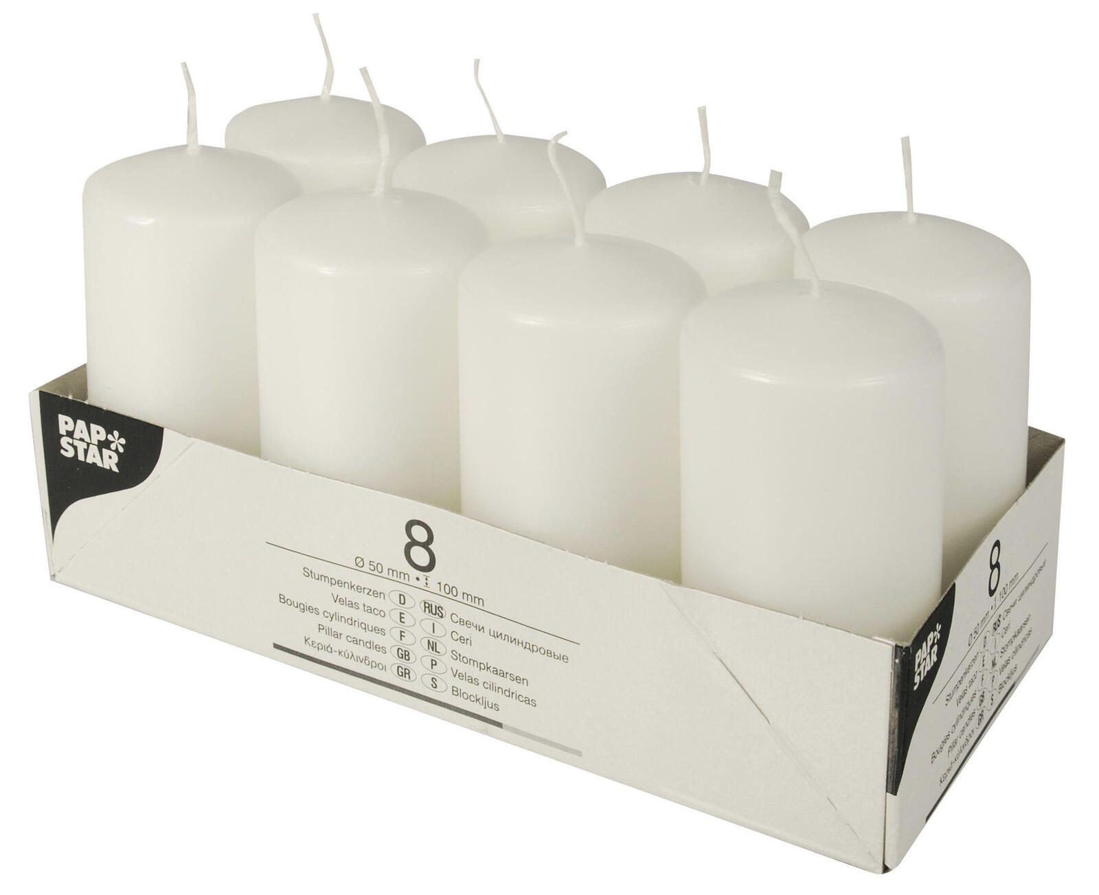 PAPSTAR Stumpenkerzen 10 cm weiß