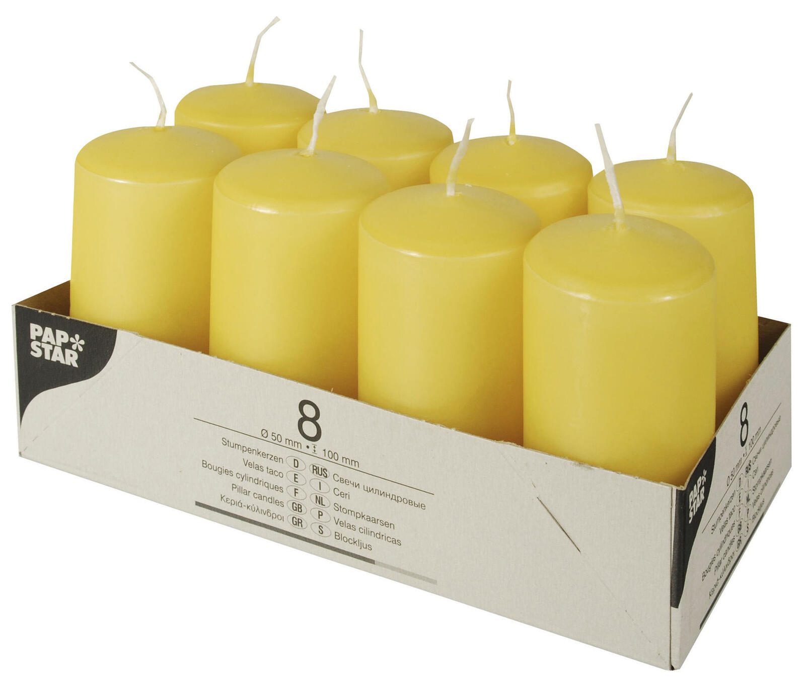 PAPSTAR Stumpenkerzen 10 cm goldgelb