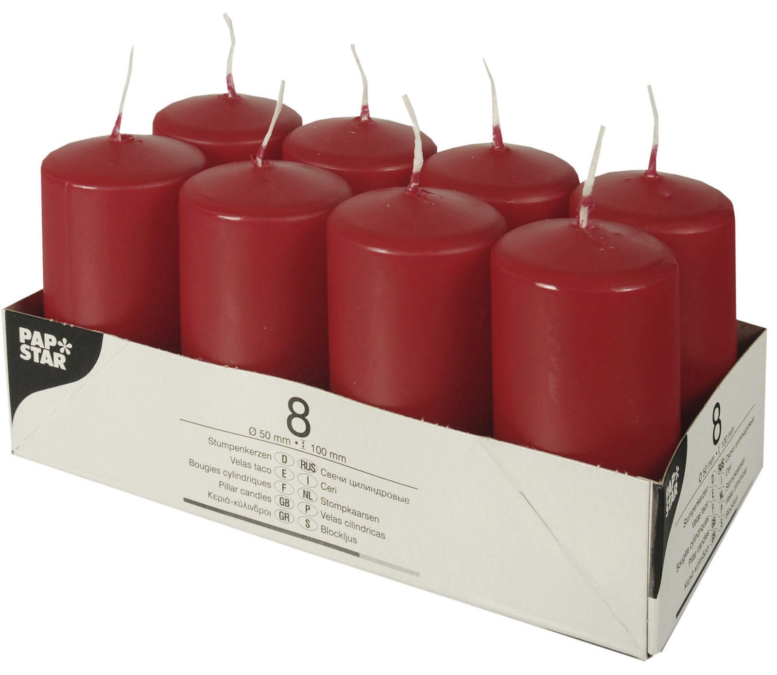 PAPSTAR Stumpenkerzen 10 cm rot