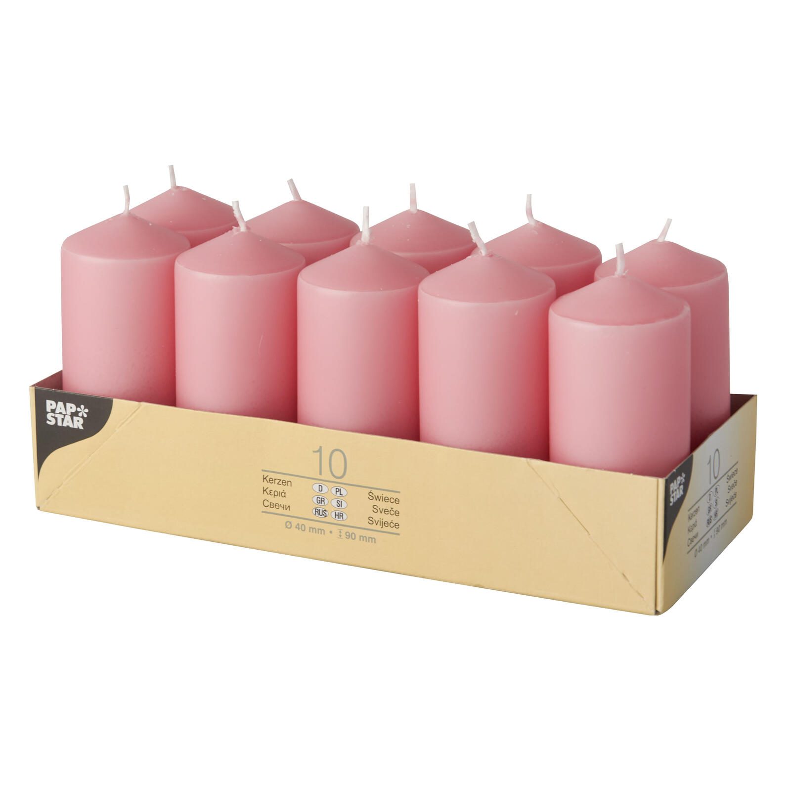 PAPSTAR Stumpenkerzen 9 cm rosa